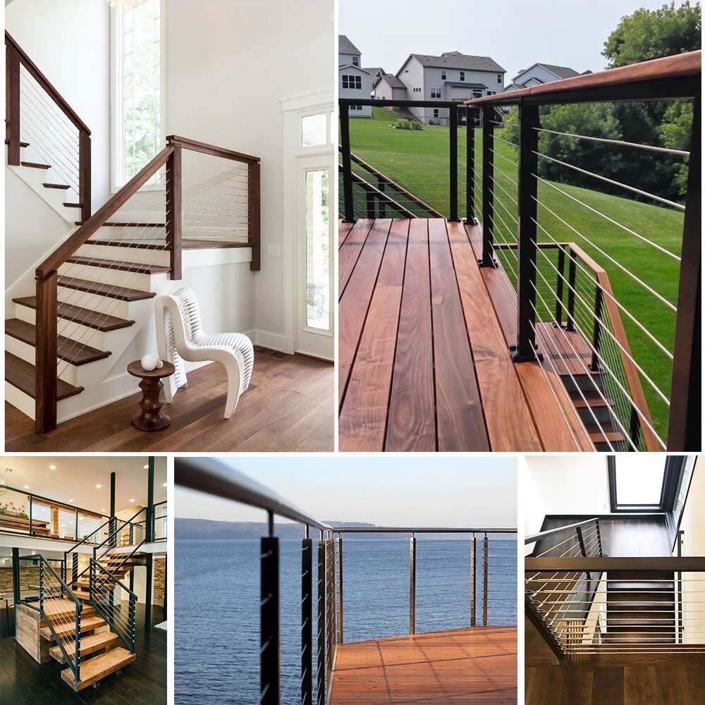 T316 Stainless Steel Lag Stud Hand Swage Left-Right Cable Railing for 3/16"Cable