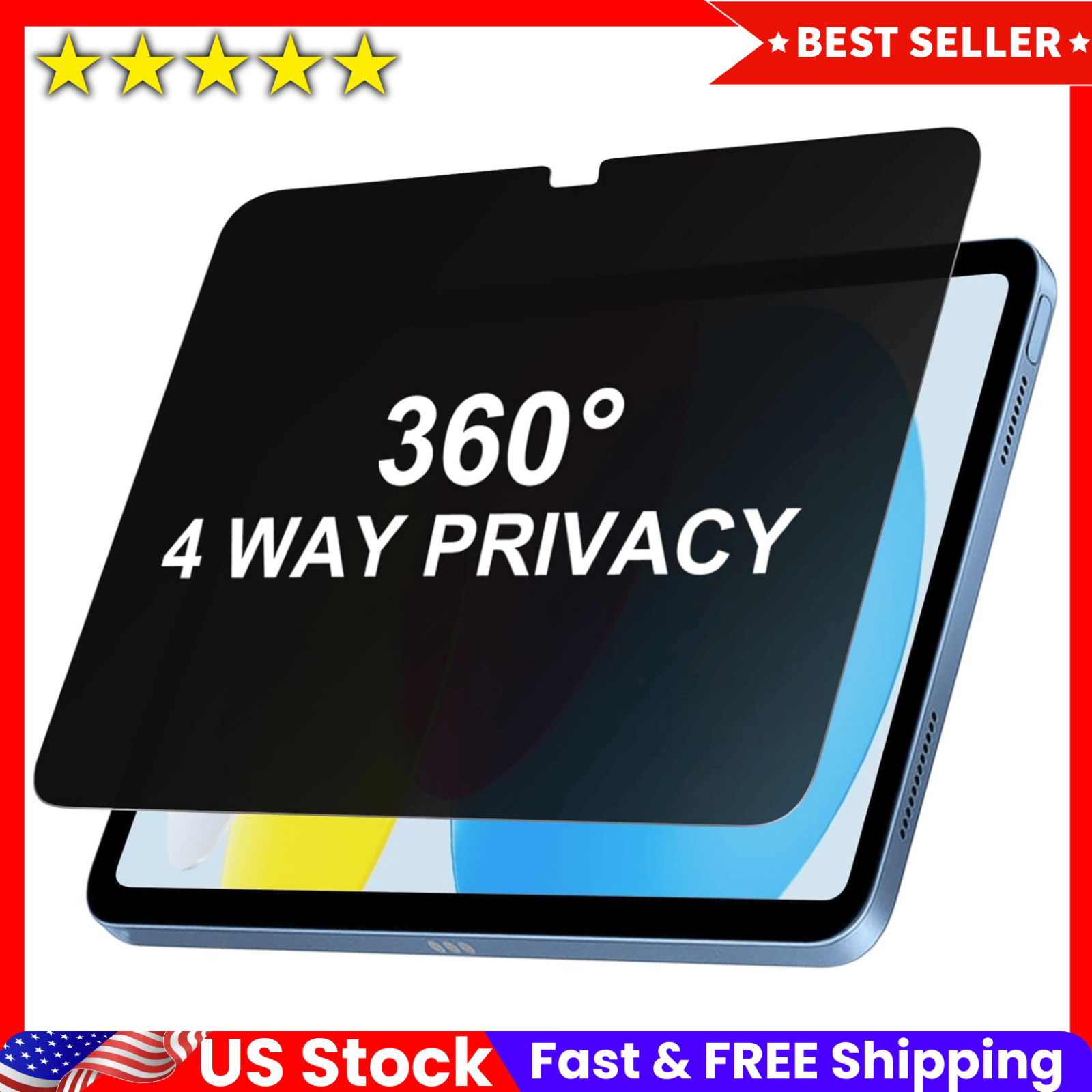 360° 4 Way Privacy Screen Protector for iPad A16 11th/ 10th Generation (11/10.9)