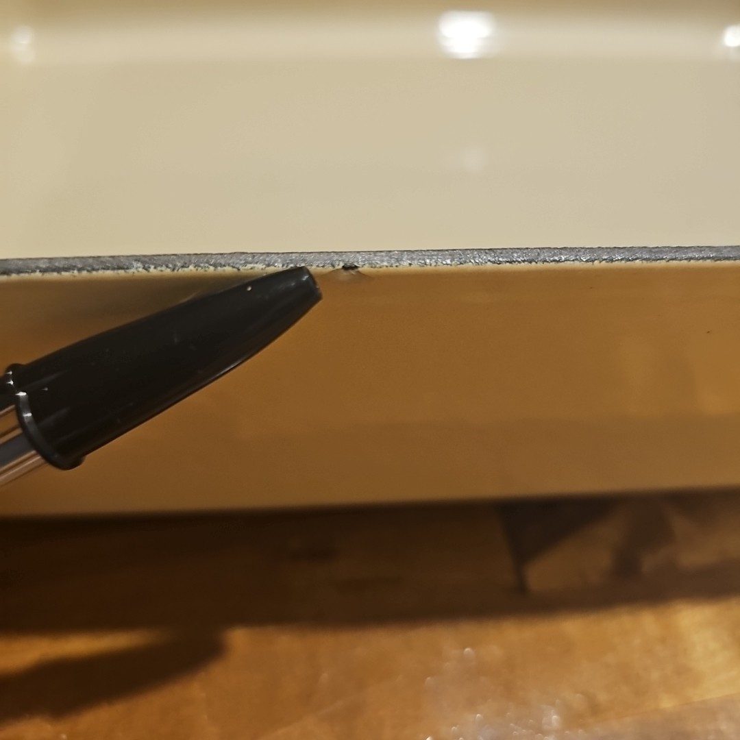 Vintage Cousances France Beige Enameled Cast Iron Roasting Pan 14" x 10"