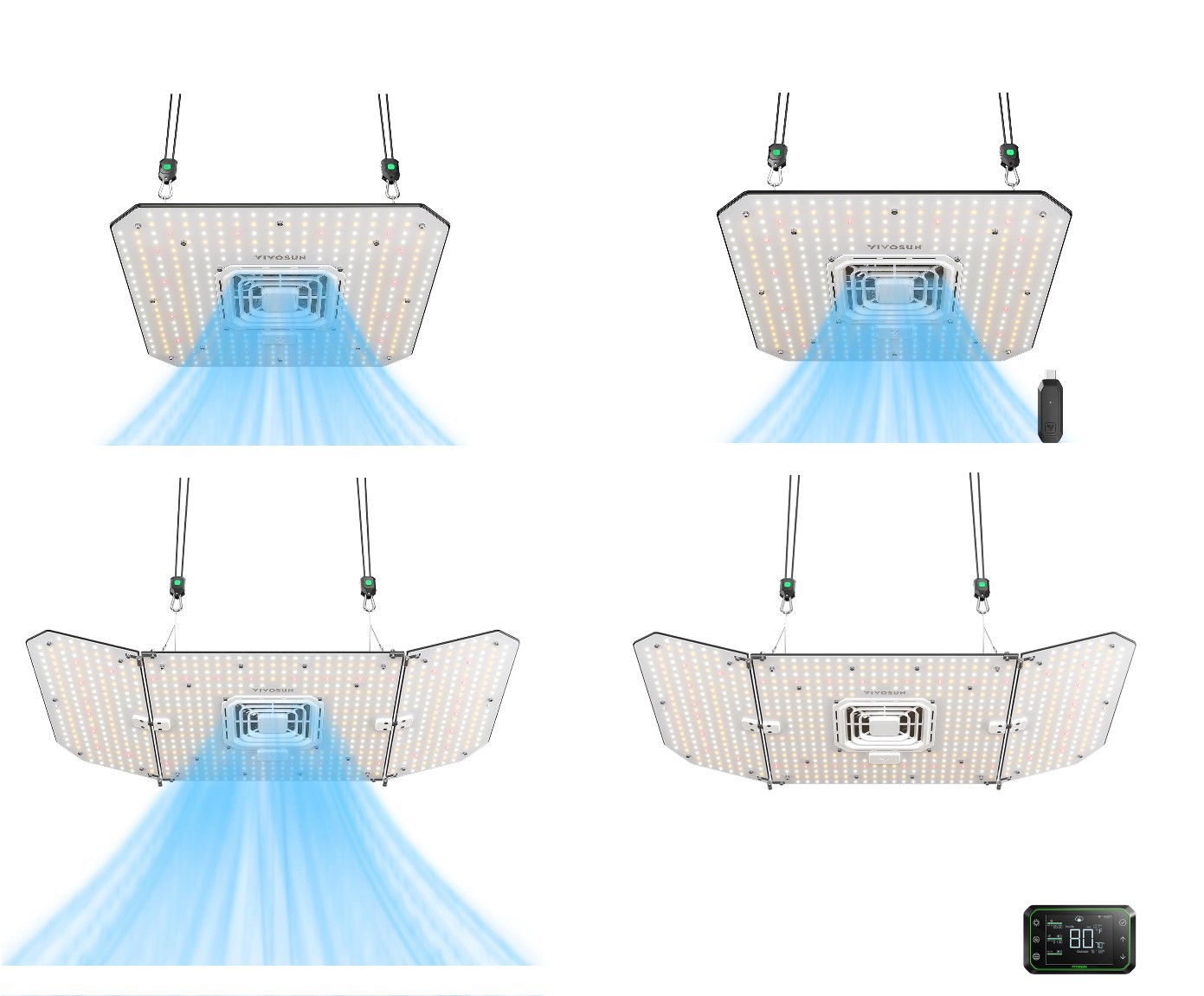 VIVOSUN 2-in-1 Air Circulation LED Grow Light A100SE-AW400SE Smart Control