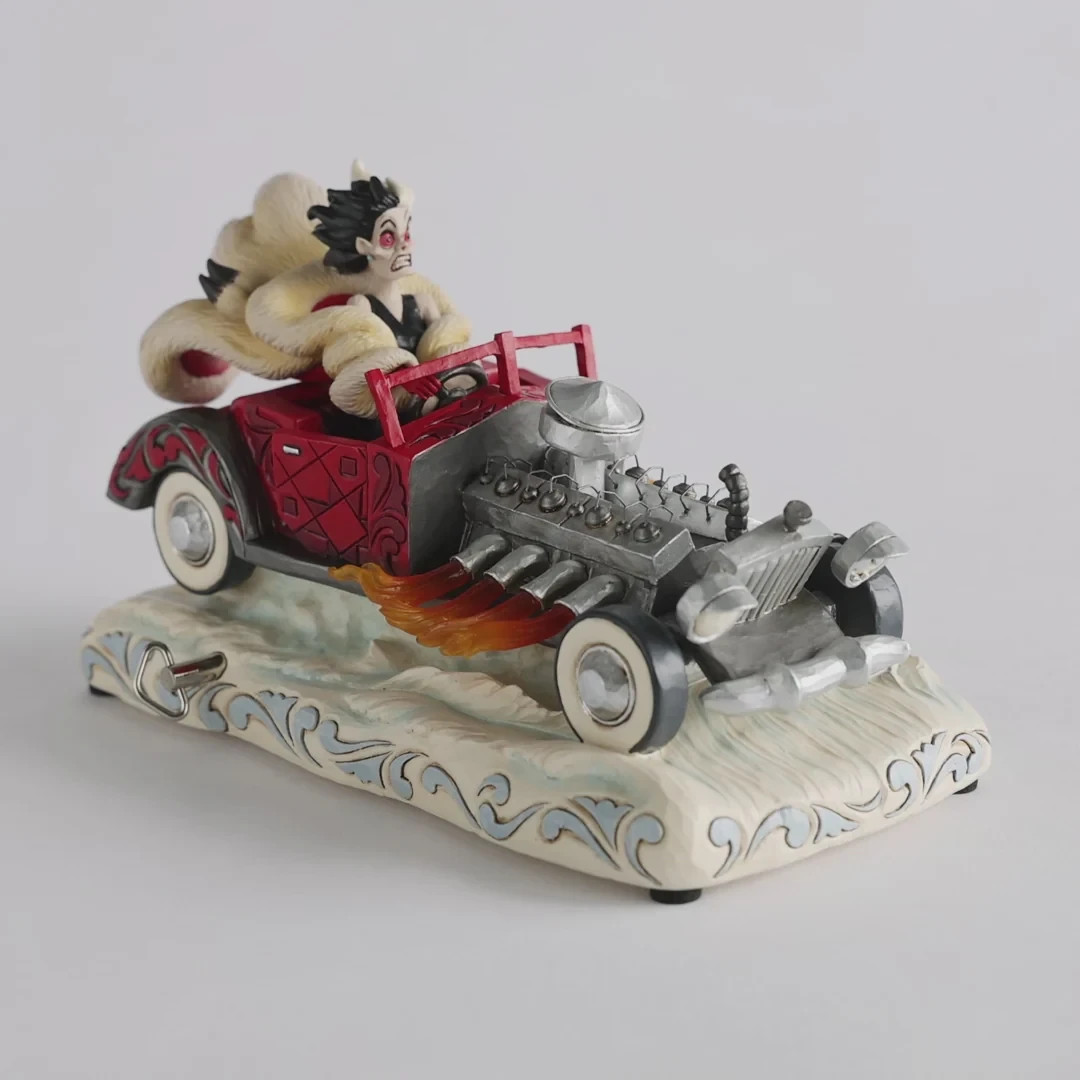 Jim Shore Disney CRUELLA CAR SCENE MUSICAL FIGURINE-DRIVING DE VIL-ISHLY 6016903
