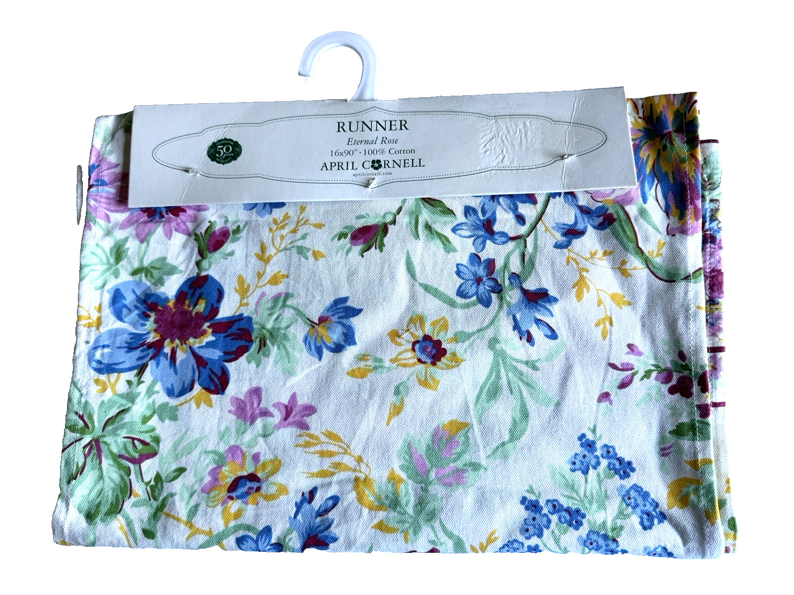 April Cornell Graceful Garden Eternal Rose Table Runner 100% Cotton 16x90 Spring