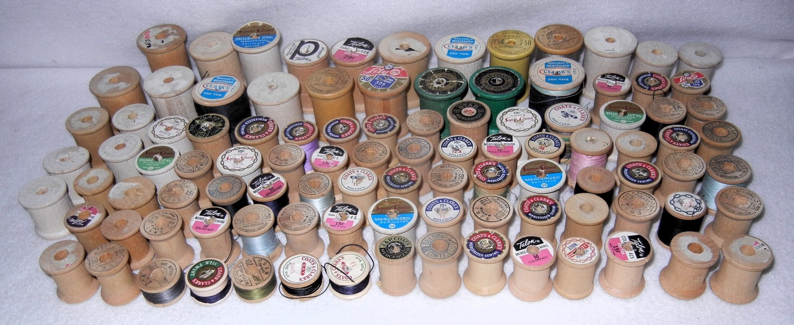 100 Vintage Wooden Thread Spools, Assorted Sizes and Brands
