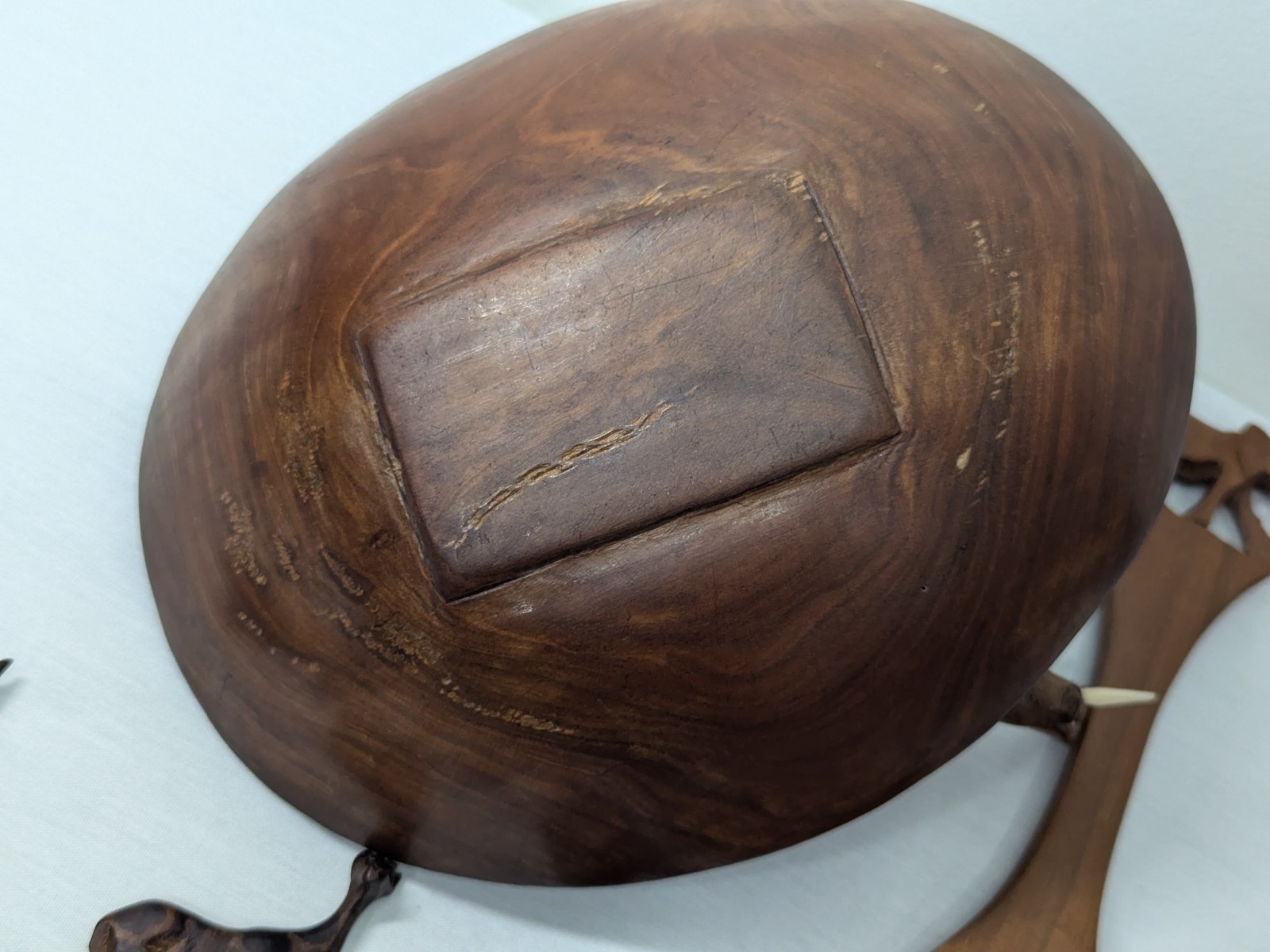 African Hand Made Carved Wooded Elephant Divided Bowl & Animal Serving Utensils