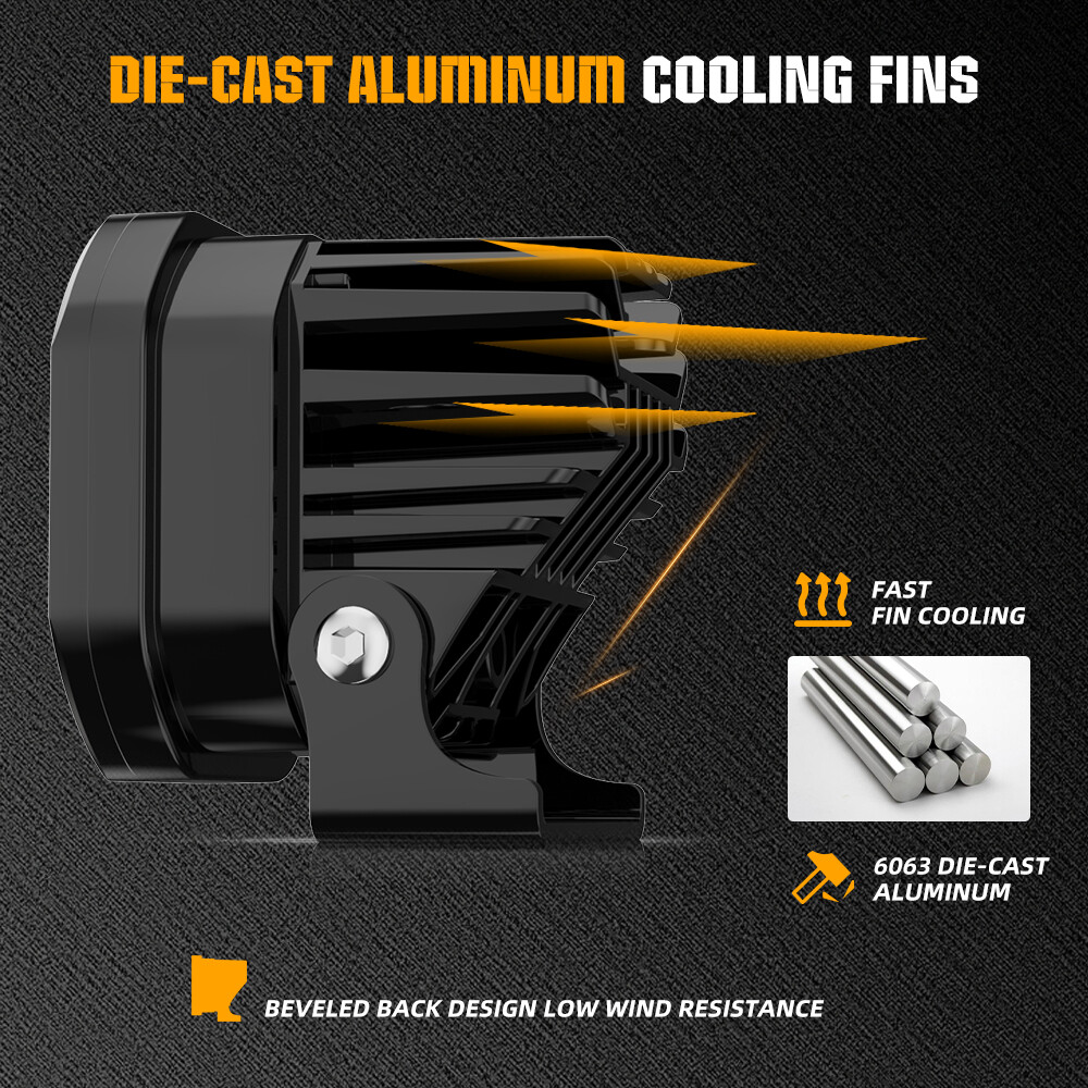 COLIGHT 3INCH Squadron Sport Amber LED Pair Driving/Combo Lights w/ Wire Harness