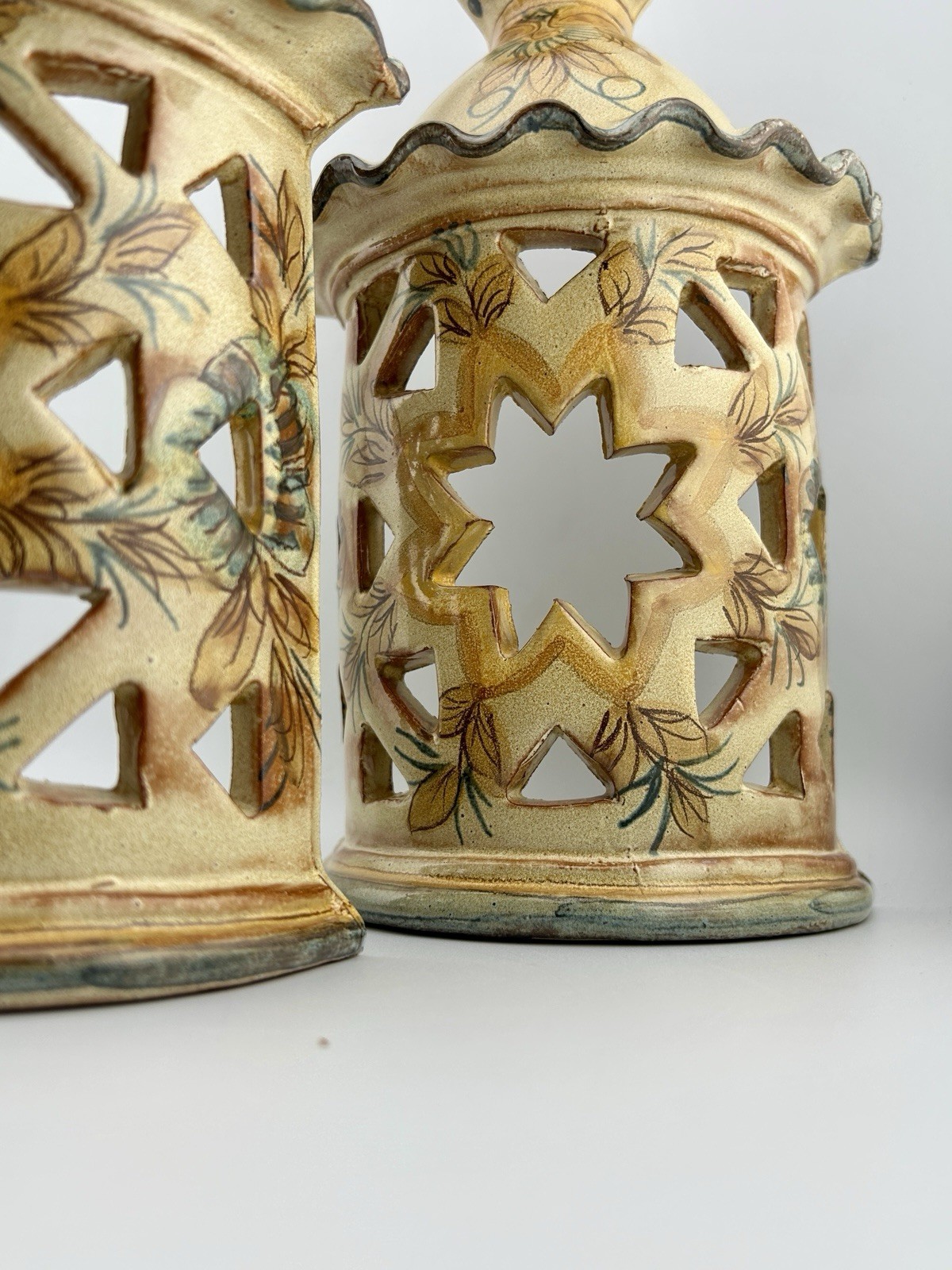 Vintage Portuguese Algarve Olaria de Almancil Pierced Ceramic Wall Lantern Alice