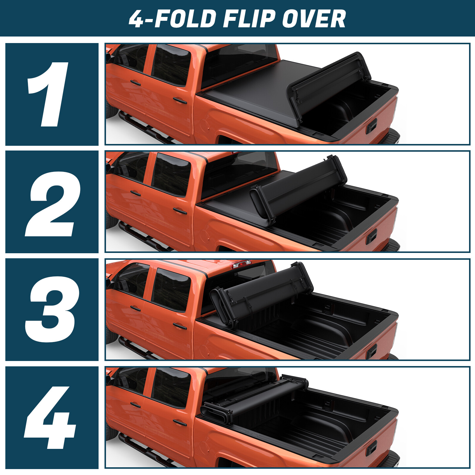 5.8Ft Tonneau Cover Truck Bed For 2014-19 Chevy Silverado GMC Sierra 1500 4-Fold