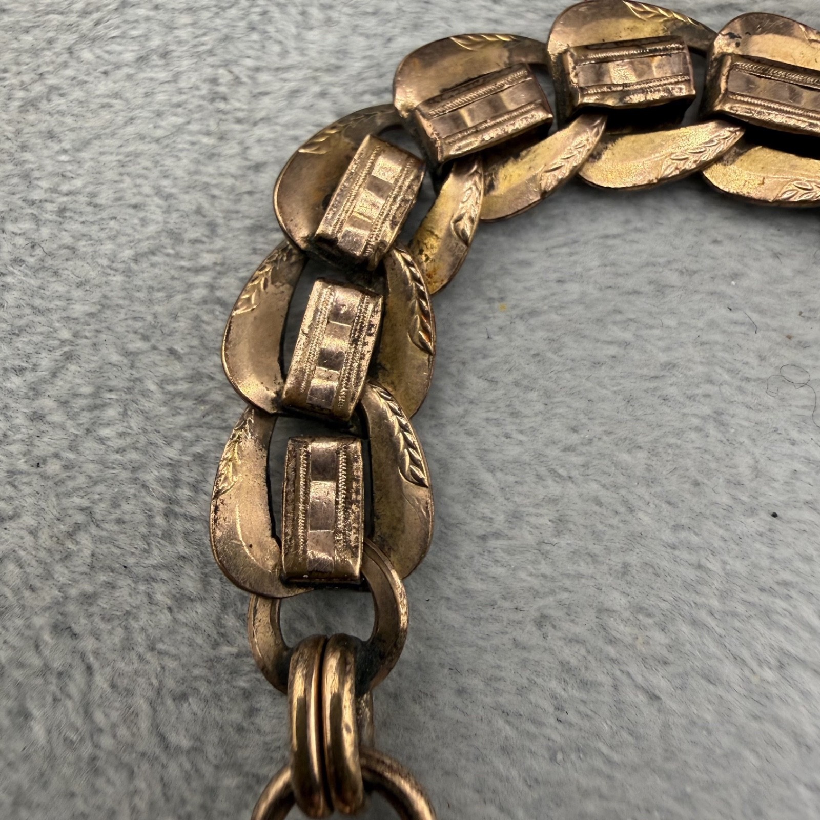 Antique KJ Kolmar Jourdan Pocket Watch Chain Double Fancy Bar Filigree 9.5"