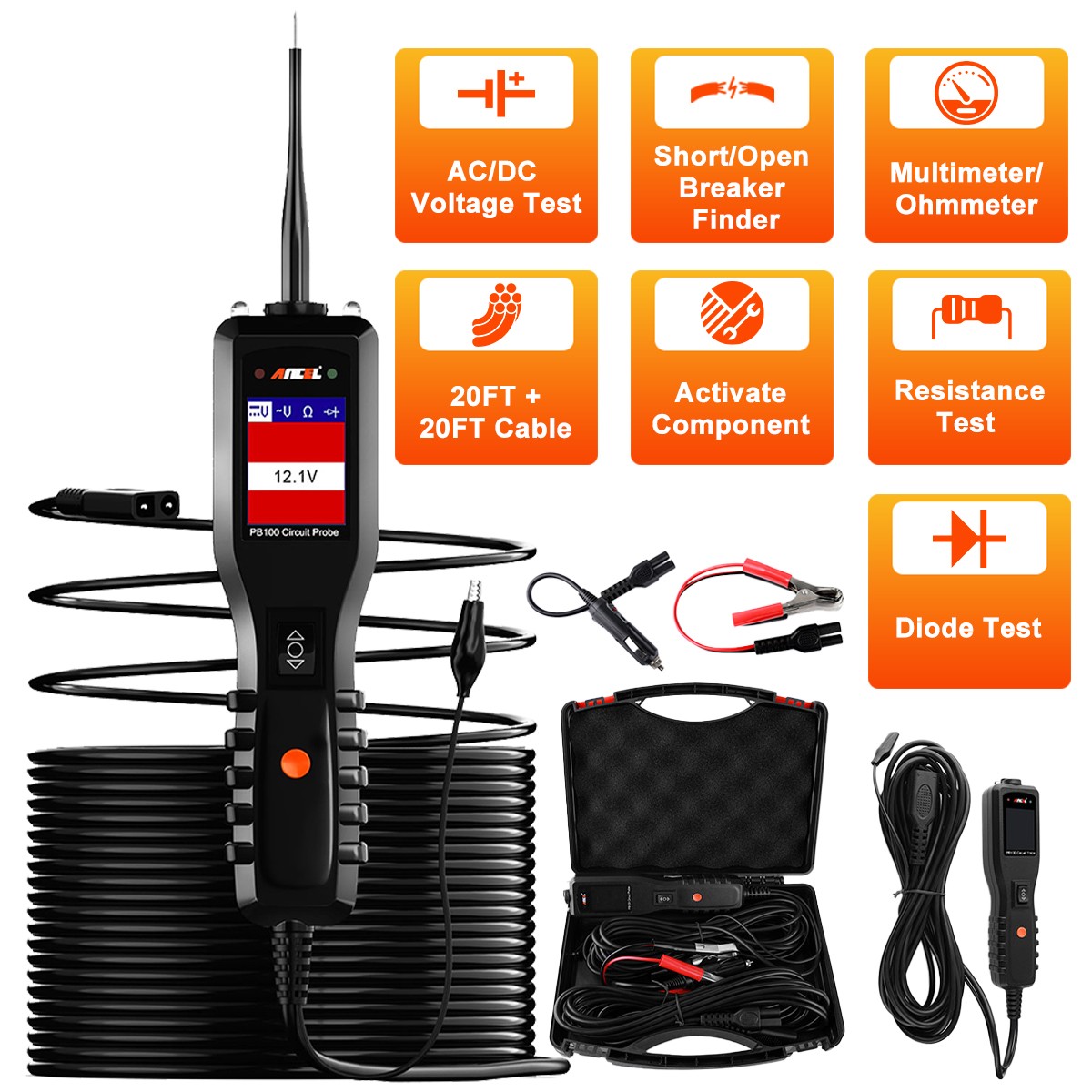 Ancel PB100 Circuit Tester Probe Electrical System Car Diagnostic Tool 12V 24V