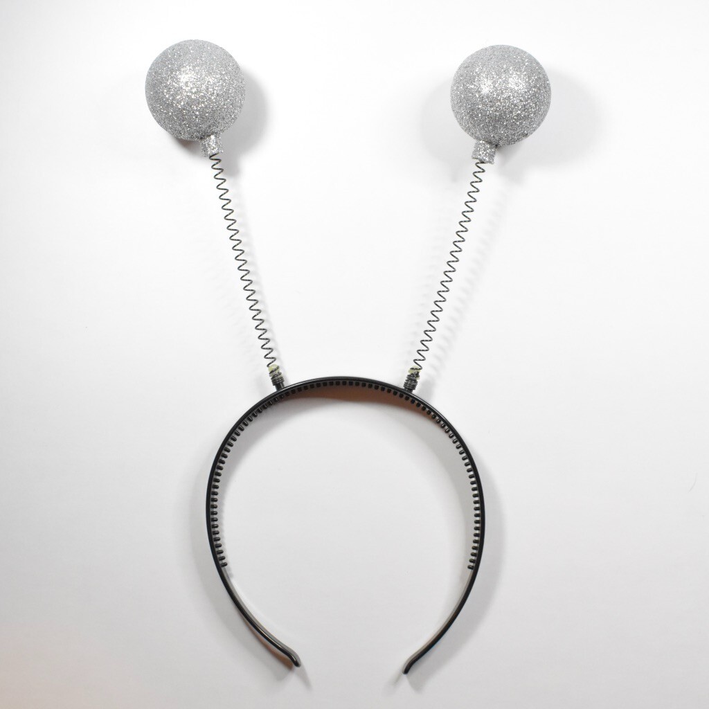 Alien Antenna Headband, Martian Alien Headband, Fun Sparkly Silver Boppers Balls