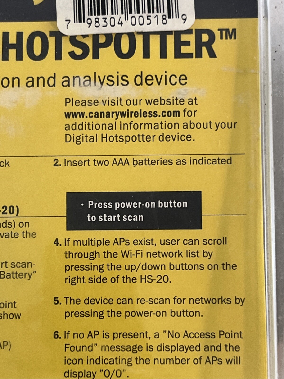 Canary Wireless Model HS-20 Digital Hotspotter - Tested Works