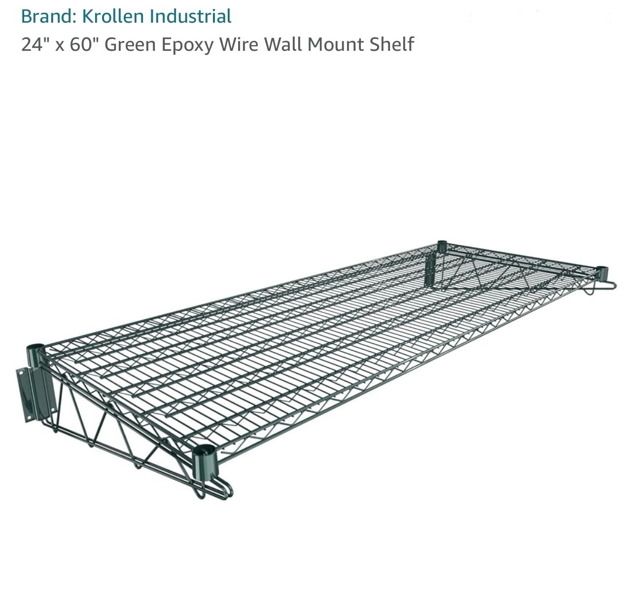 Set of (4) Krollen Industrial 24" x 60" Green Epoxy Wire Wall Mount Shelf