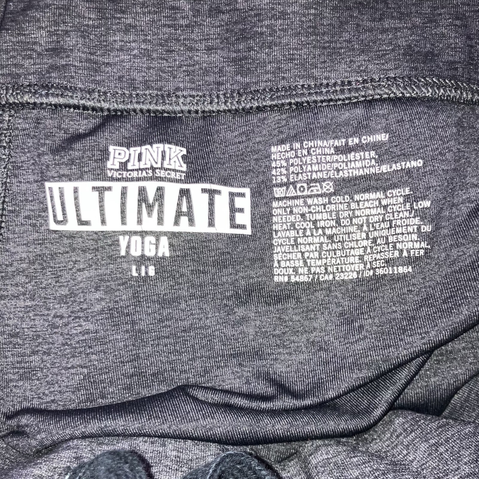 PINK Victoria's Secret Ultimate Yoga Pants Leggings Gray Drawstring Size Large