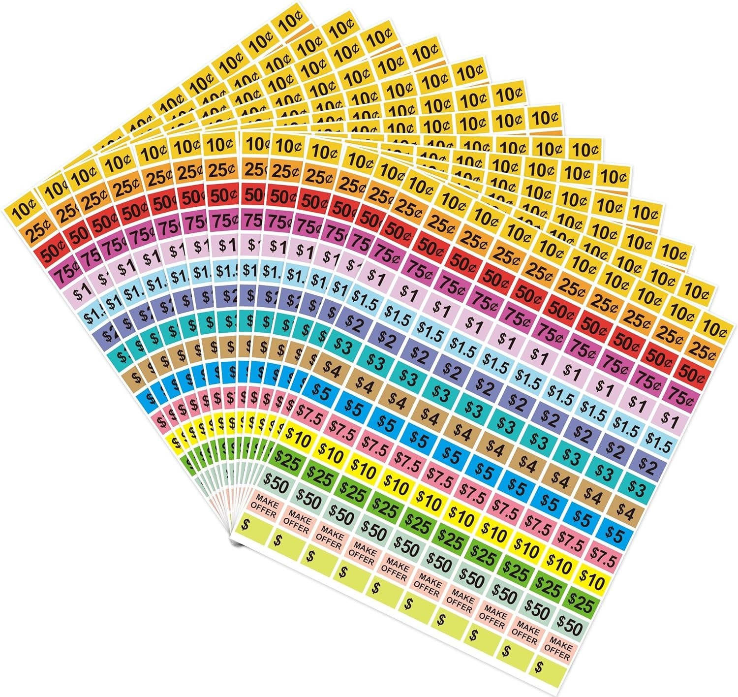 2400Pcs Garage Sale Stickers1/2"×3/4" Yard Sales Price Stickers Rectangle Pre...