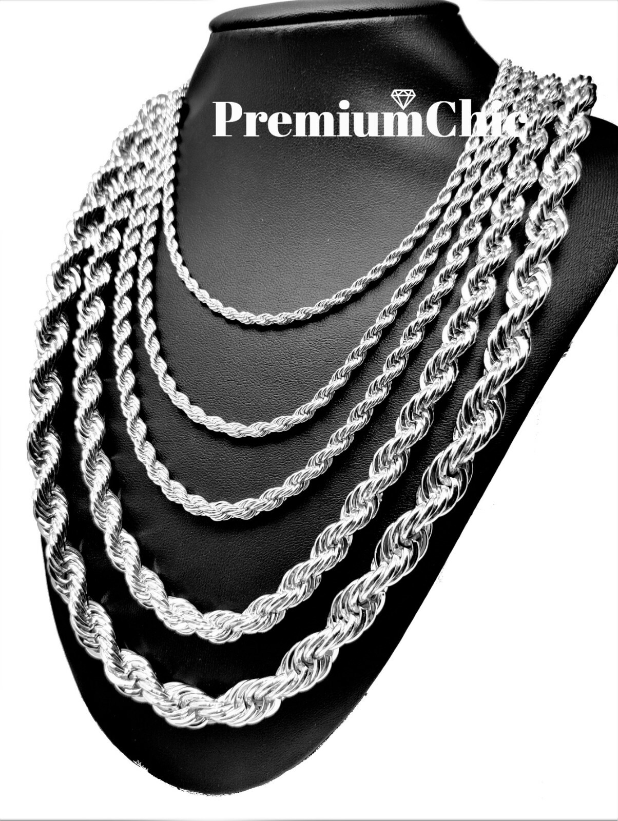 Rope Chain Necklace 3mm to 10mm 16" to 30" 14K Gold Plated Mens Hip Hop Jewelry