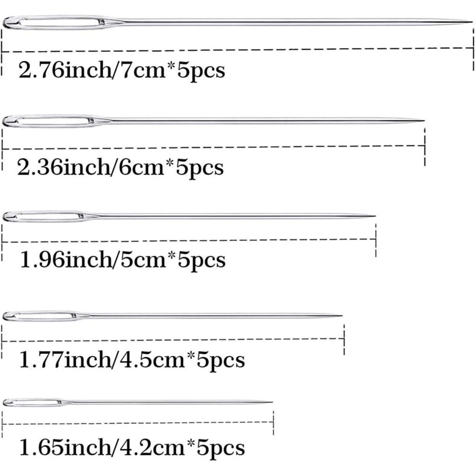 25pcs Large Eye Hand Sewing Needles Set Stitching Needles With Wood Needle Case