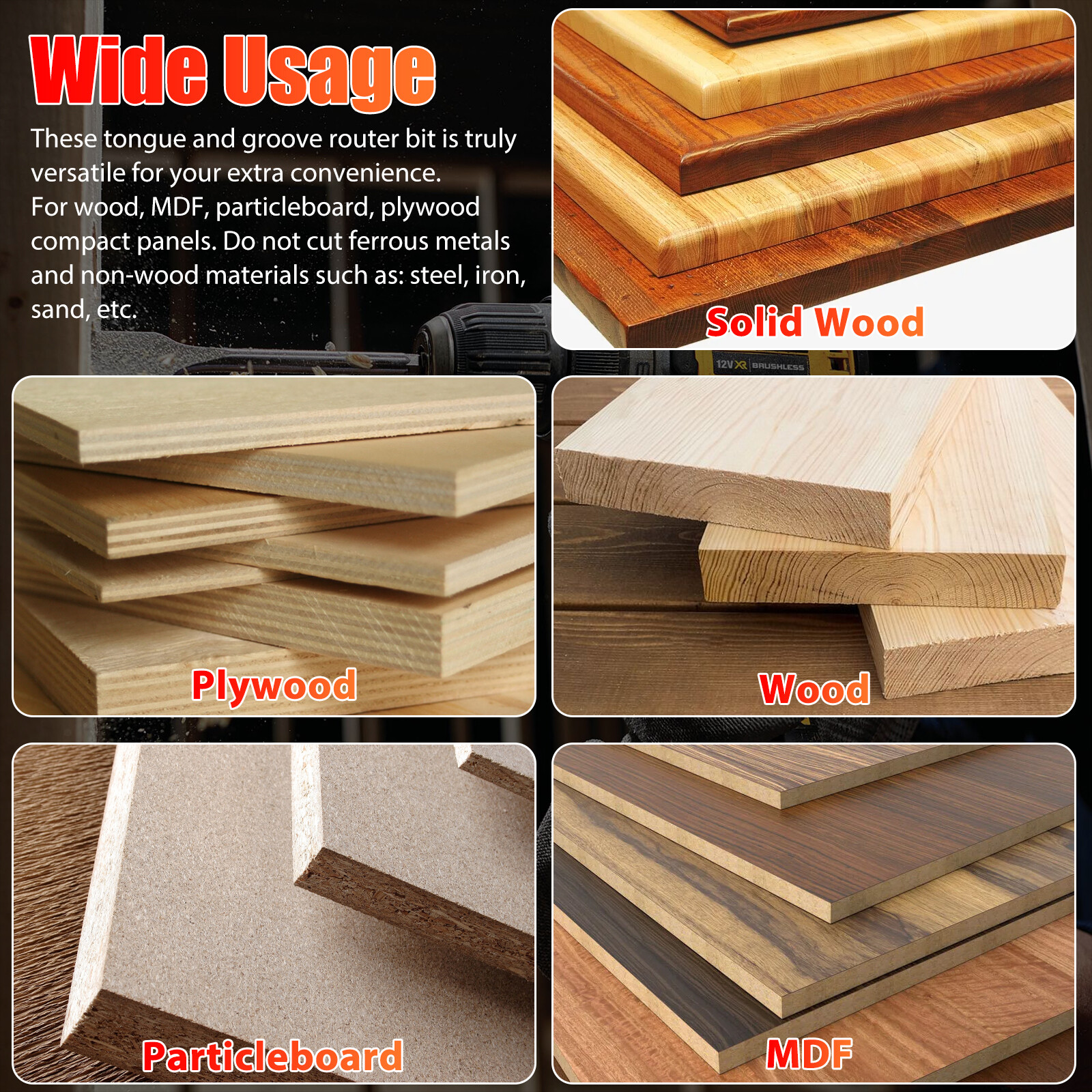 1-1/2" 1/4" Shank Flush Trim Top Bottom Bearing Router Bit Woodworking Tool Lot