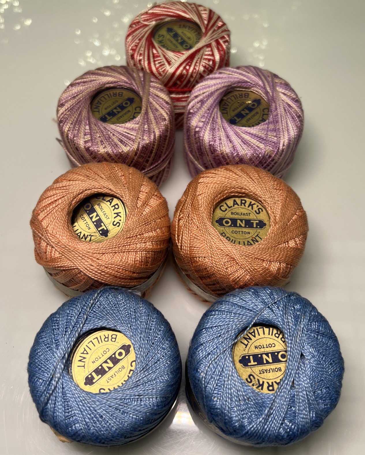 Vintage O.N.T. Clark’s Brilliant Cotton Spools - Lot of 7 - Assorted Colors