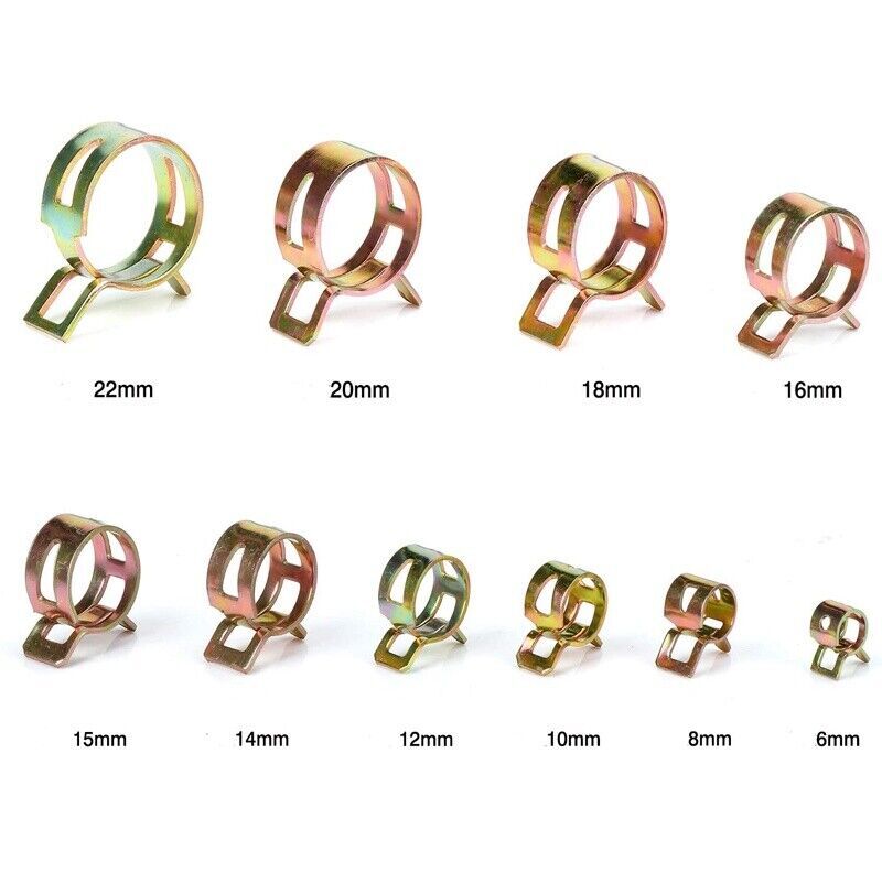 115pc Hose Spring Clamps Fastener Fuel Water Line Pipe Air Tube Clips Kit 6-22mm