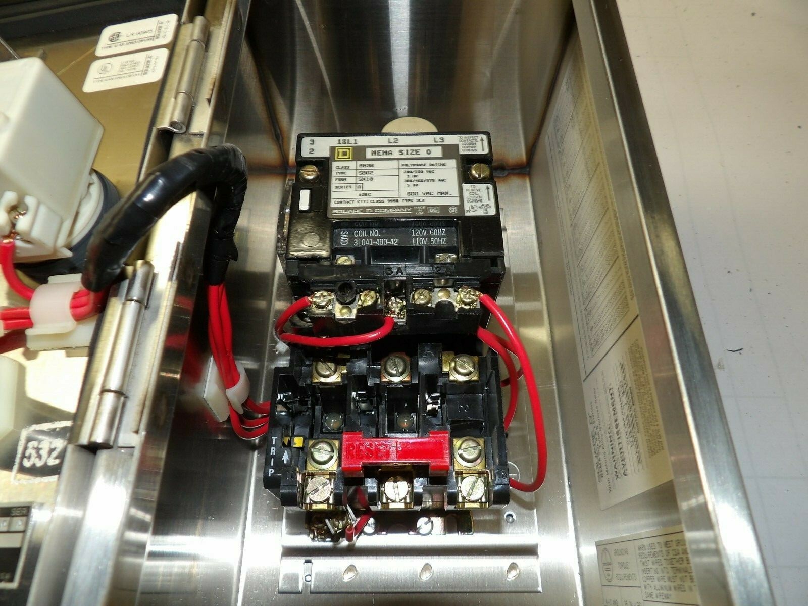 NEW SQUARE D SS ENCLOSED SIZE 0 MOTOR STARTER 4/4X 600 VAC 120 V COIL 8536SBW12