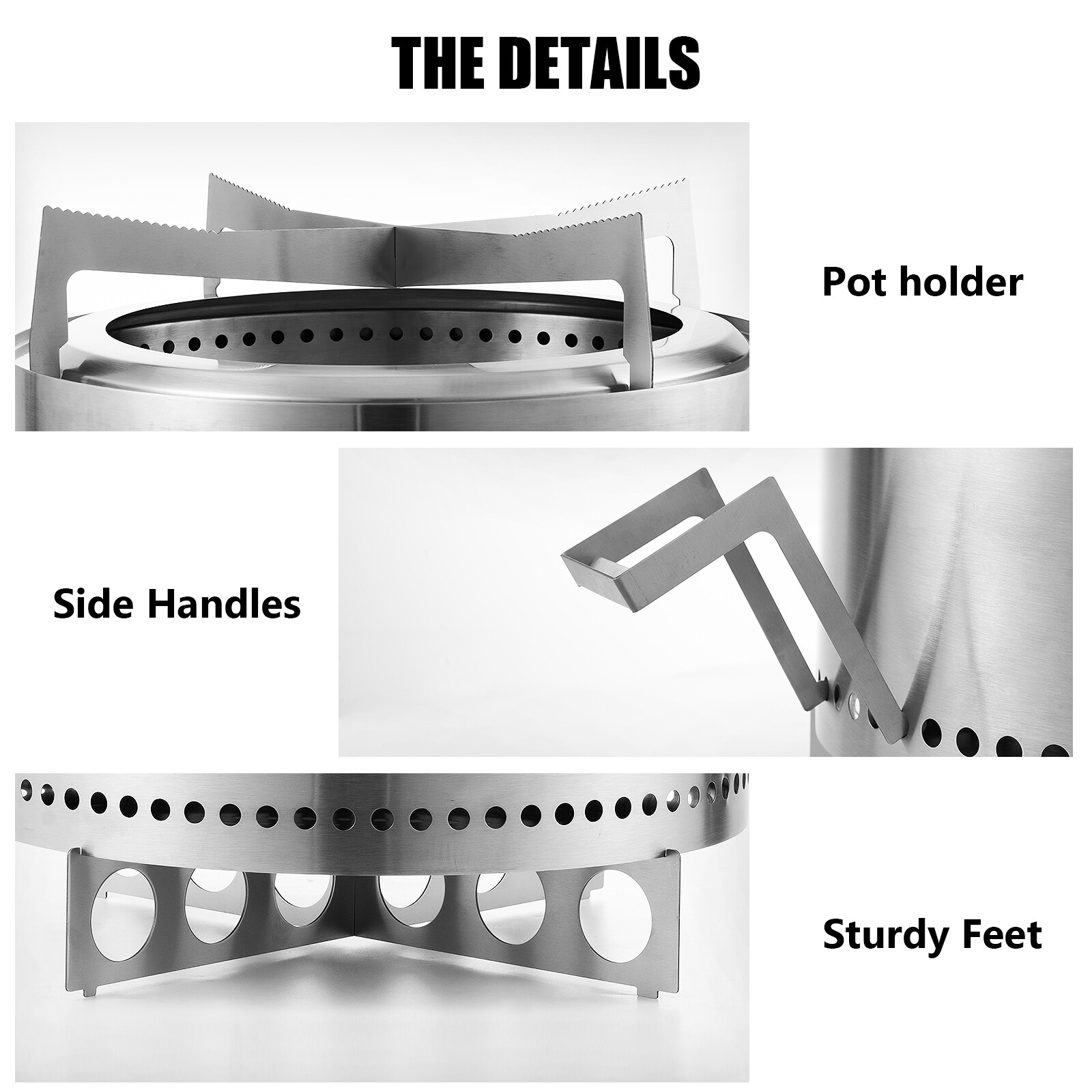 19 Inch Smokeless Fire Pit Portable Outdoor Wood Burning Firepit Stainless Steel