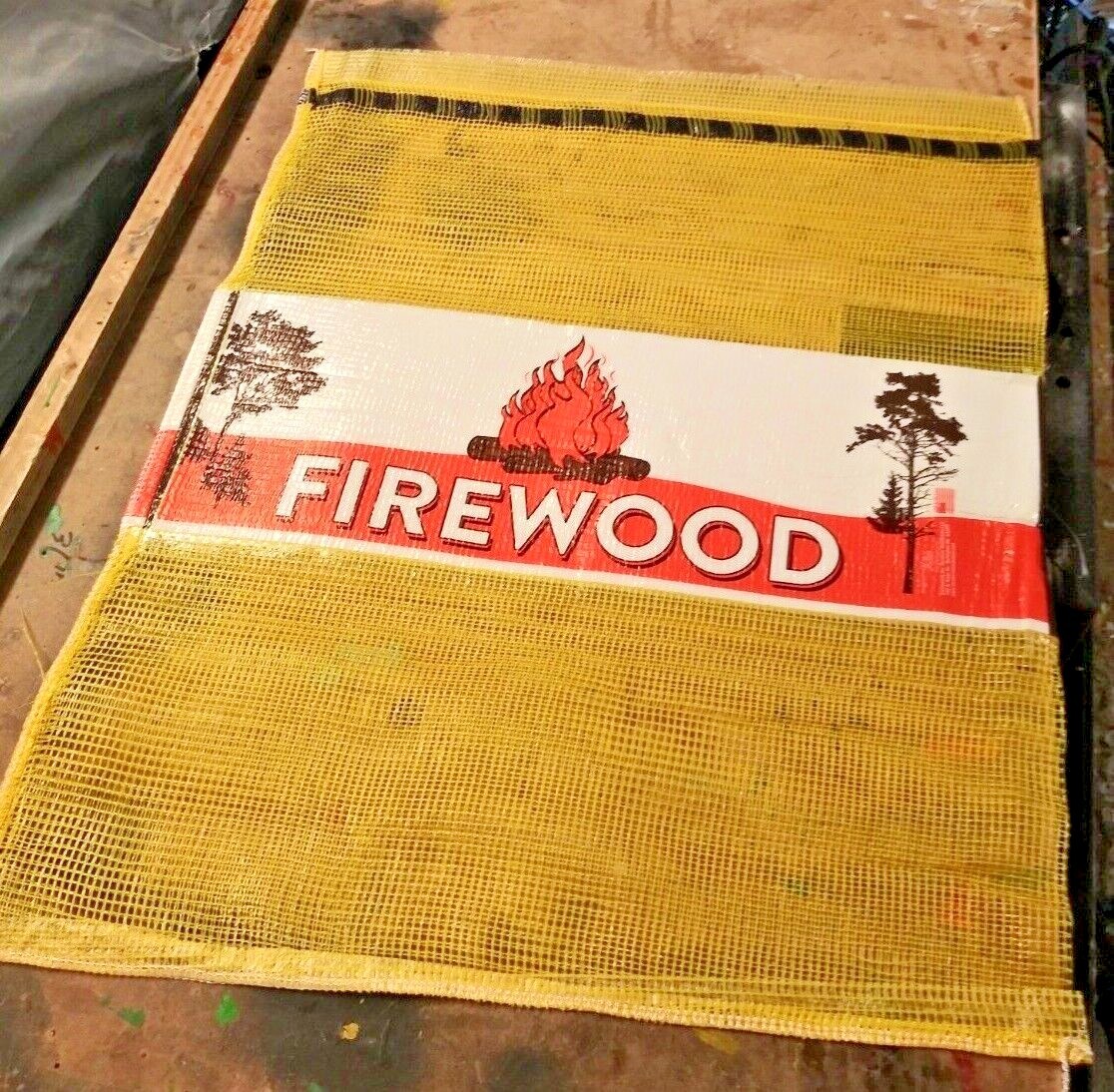 Yellow or Red Mesh Firewood Bags Purple Kindling Bags .75 or 1 Cubic Ft sizes