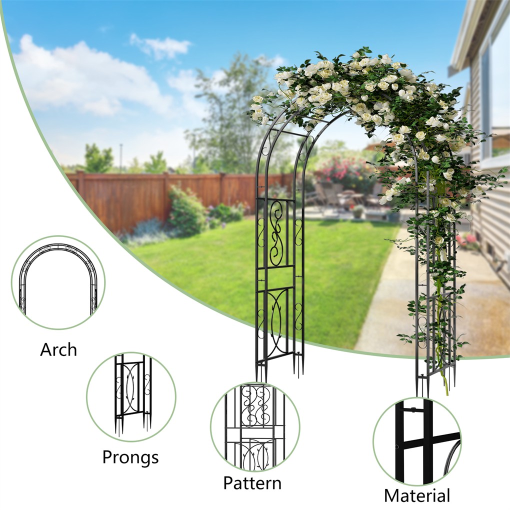 XXL Double-layer Garden Arch Trellis Metal Climbing Plant Archway with 8 Prongs