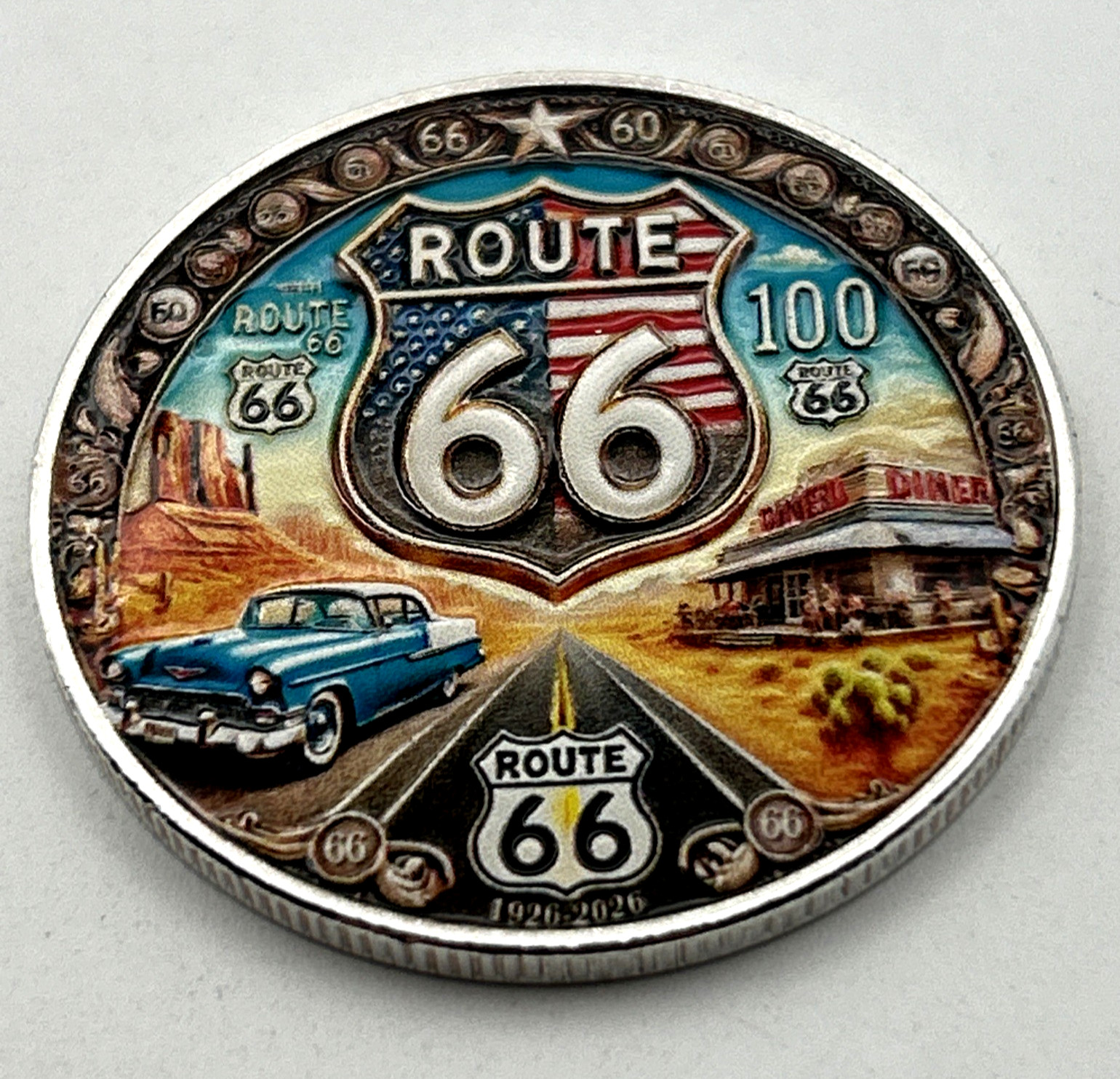 US ROUTE 66 💥 100 Year Anniversary Commemorative Token Coin 40mm