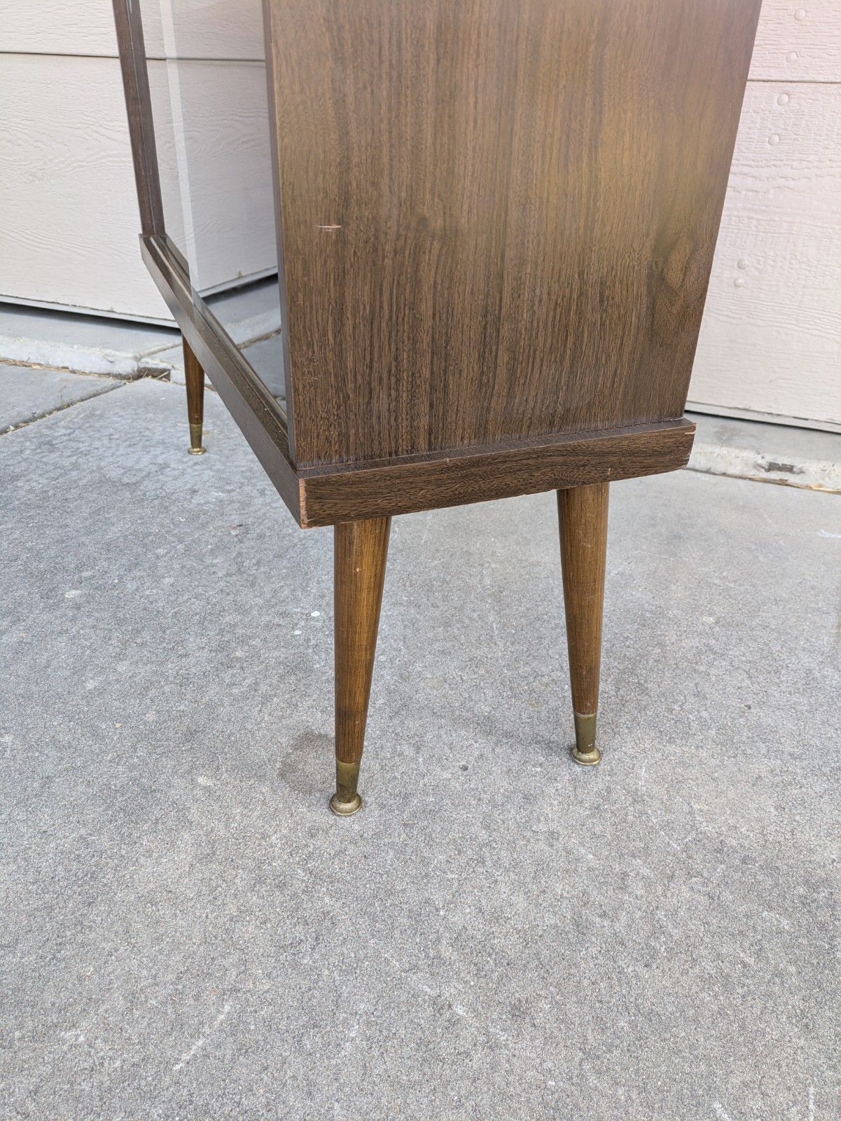 Vintage Mid Century Modern Bookcase Shelf Display Cabinet Sliding Glass Door E26