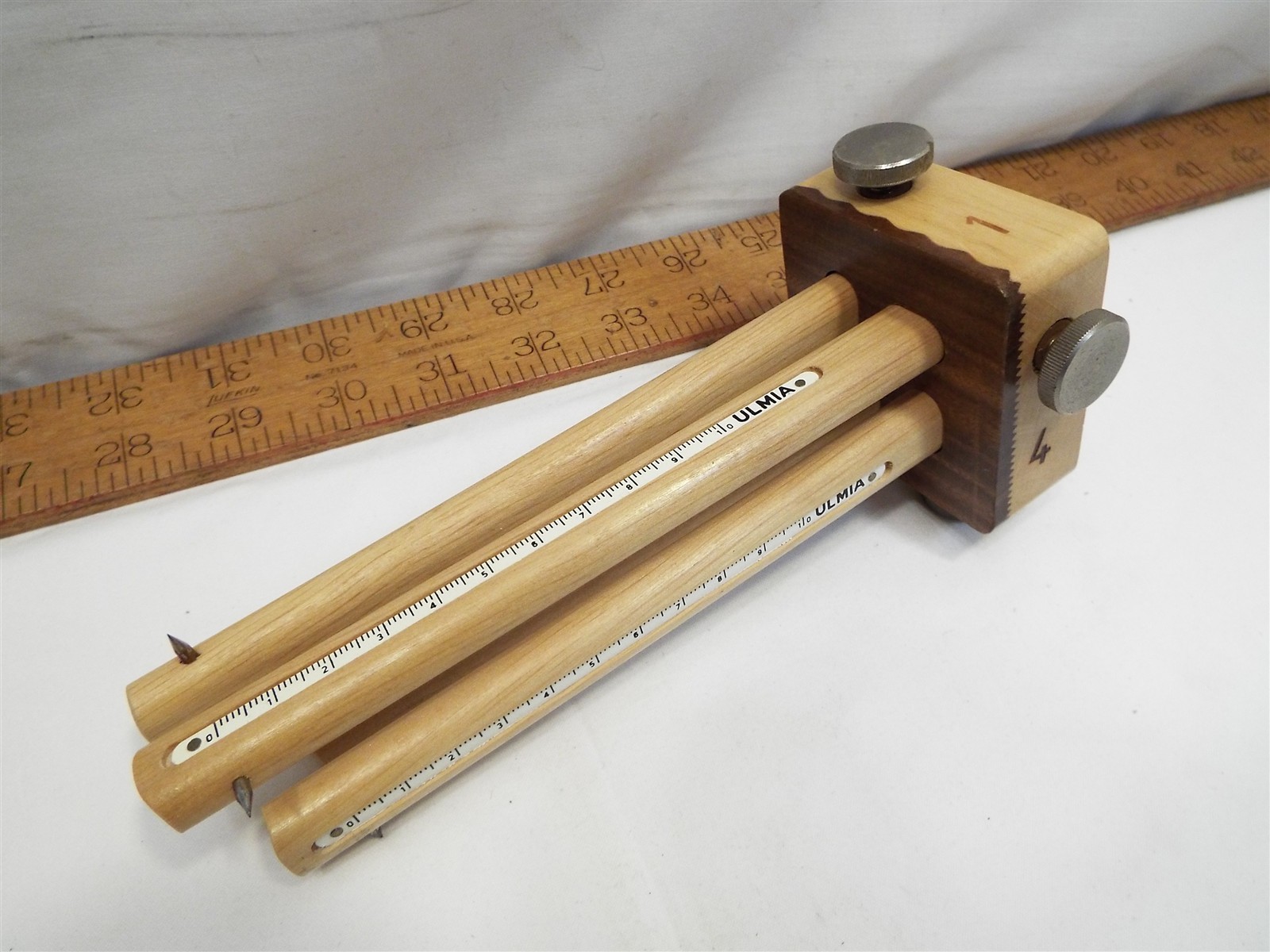 Vintage Ulmia 4 Way Arm / Stem Marking Mortise Gauge Depth Measuring Germany
