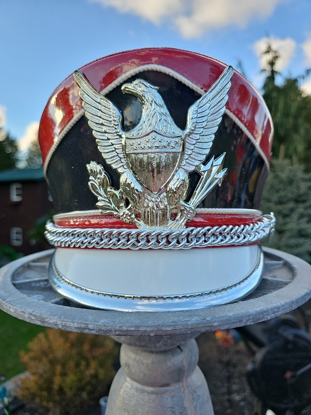 Vintage Fechheimer Bros Company Marching Band Hat Size 7 3/8 Shako Magnum