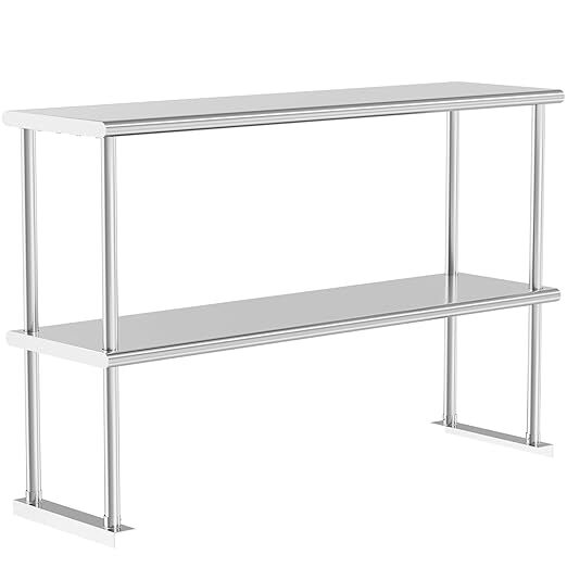 Stainless Steel Commercial Kitchen Wide Double Overshelf for Work Prep Table New