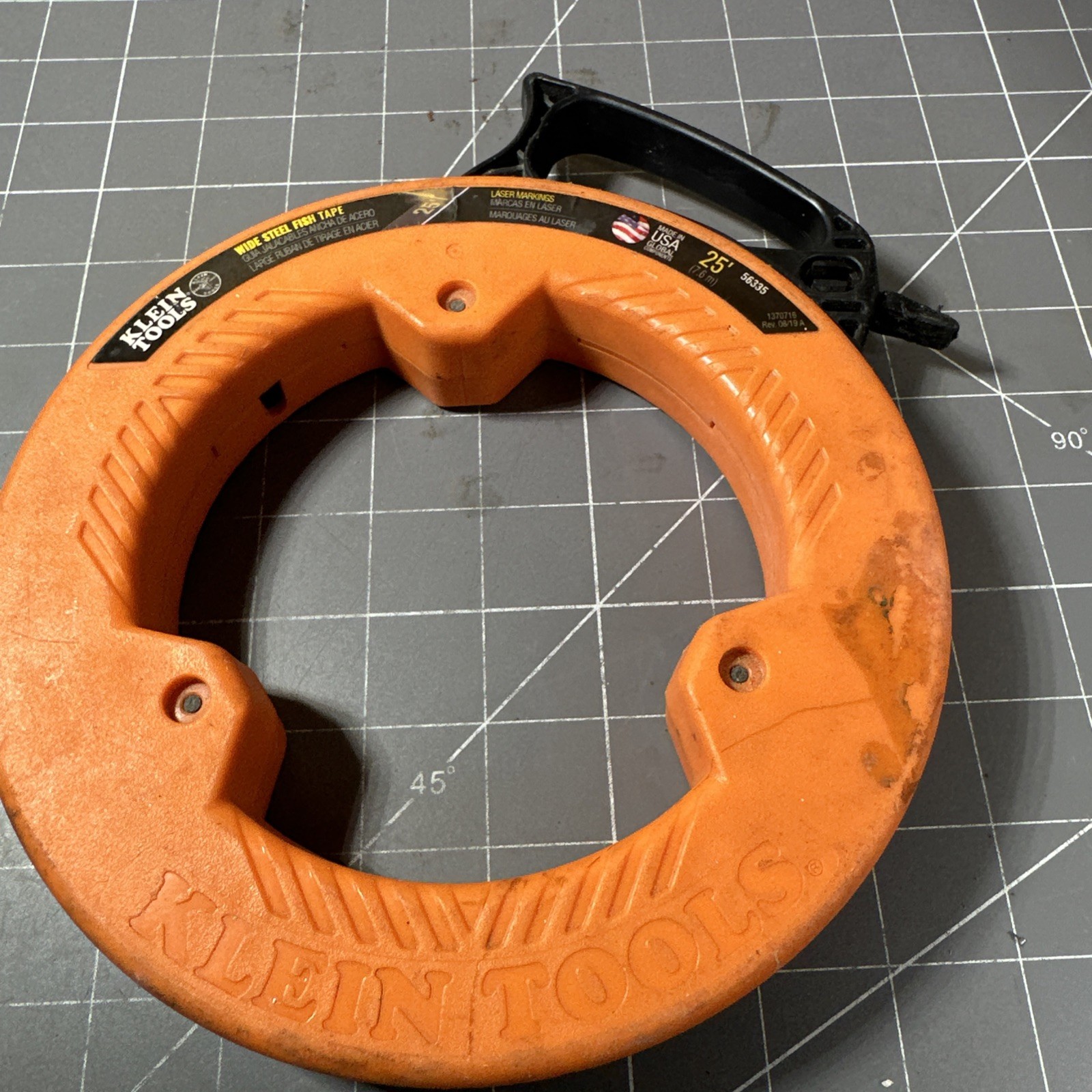 Klein Tools 56335 Wide Steel Fish Tape, 1/4-Inch x 25-Foot Orange Made In USA