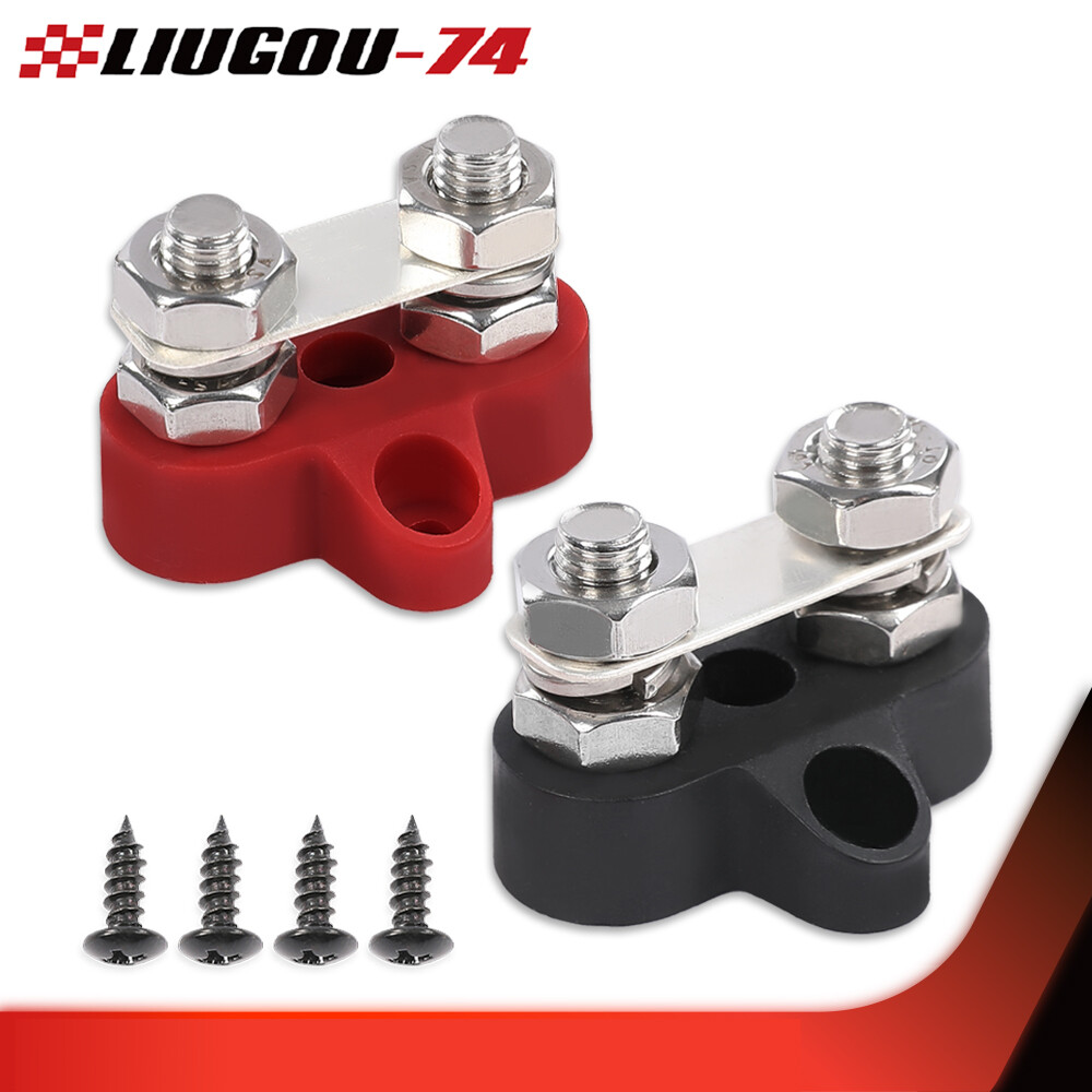 Red Black Junction Block Power Post Insulated Terminal Stud Battery 5/16" Ring