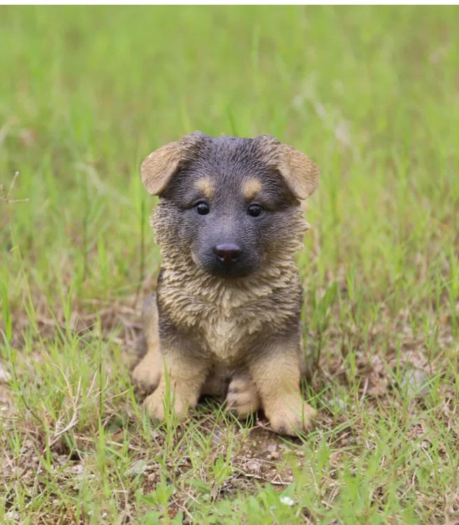 German Shepherd Puppy Garden Dog Statue Lawn Patio Outdoor Indoor Brown Med