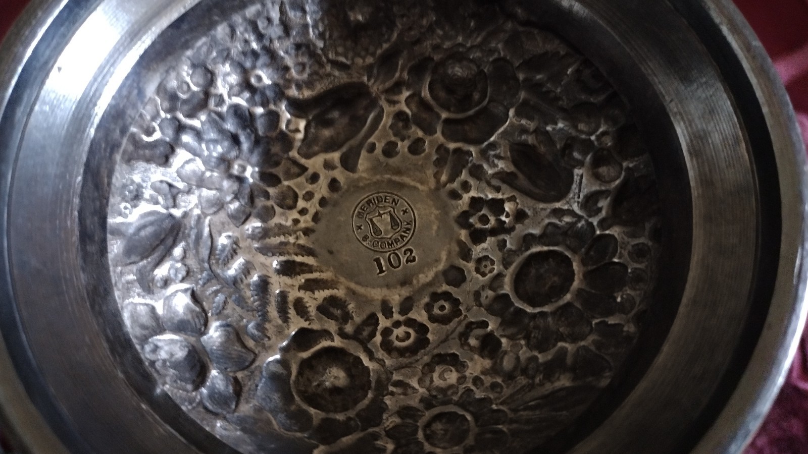 Antique Victorian unique Art Nouveau Dark Silver Plate Calling Card Repousse