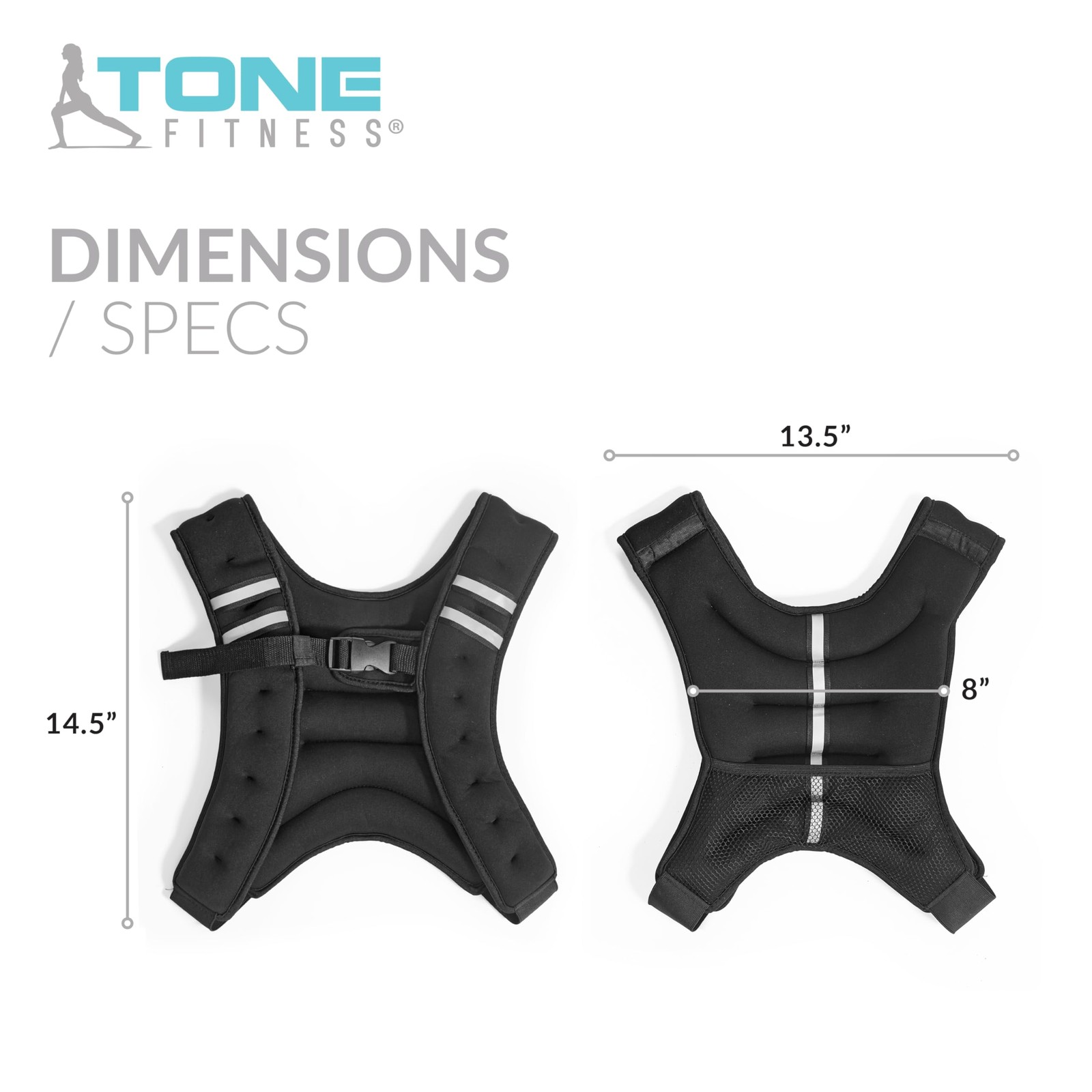 Tone Fitness Black Weighted Vest 12 Lbs