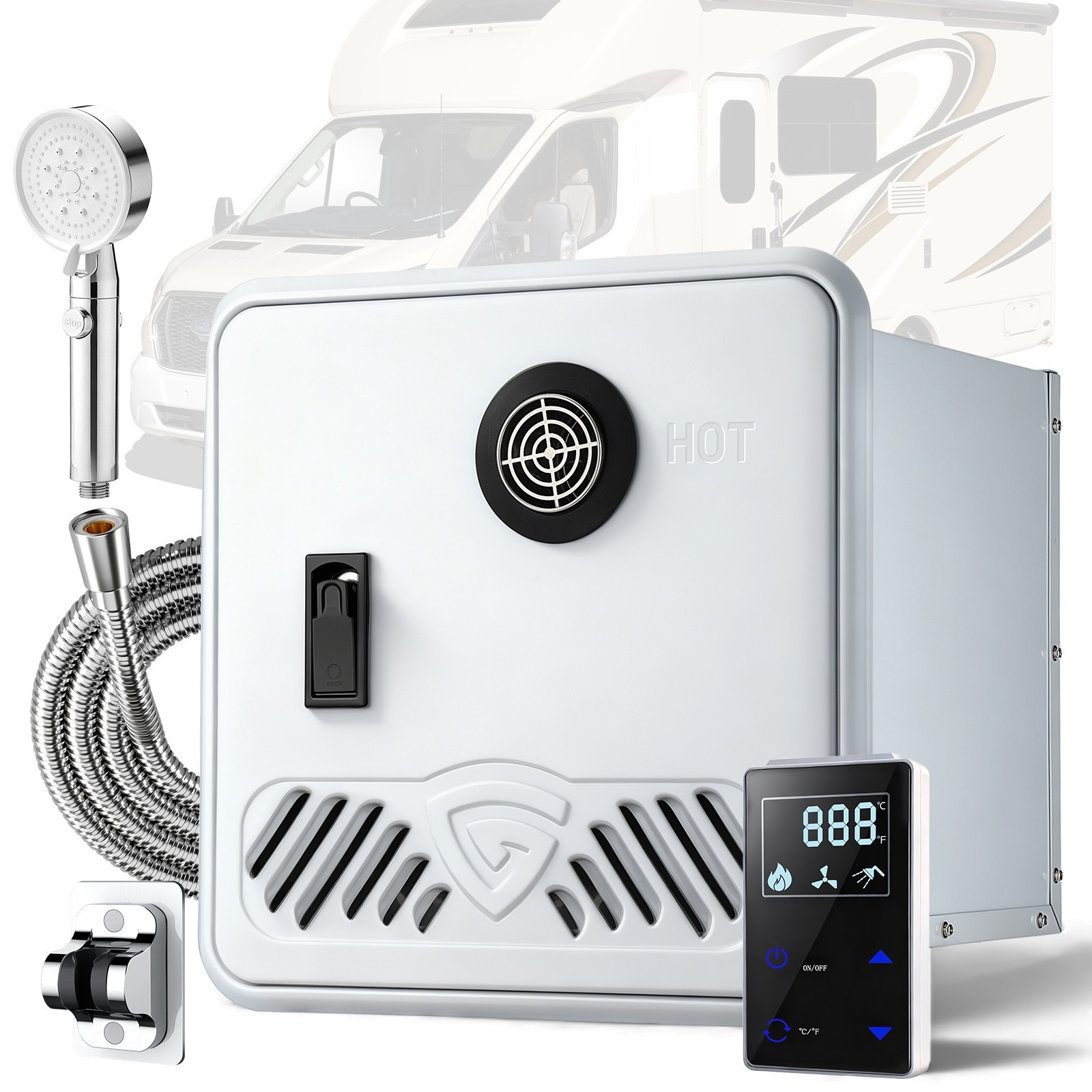 RV Tankless Water Heater Propane Gas Camper 65000BTU Smart Temperature Control