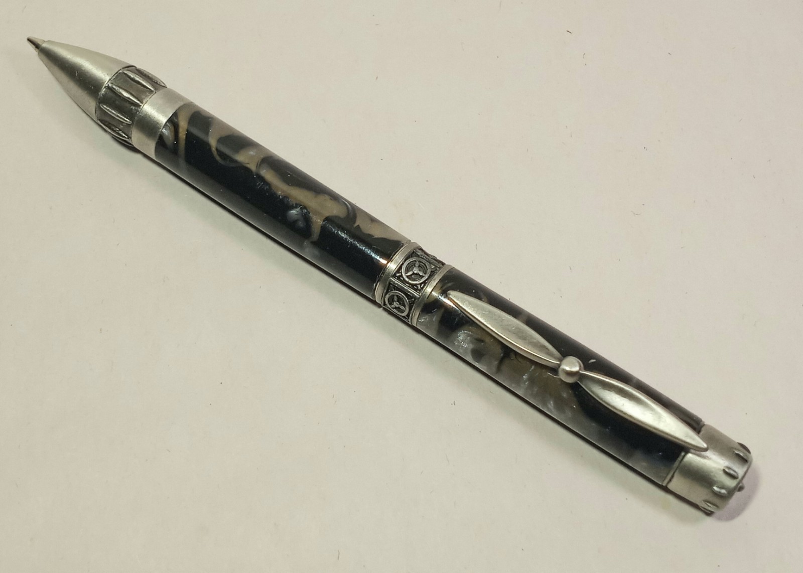 Aviation Airplane Propeller Twist Pen – Black Marble Granite Pilot Gift Pen READ