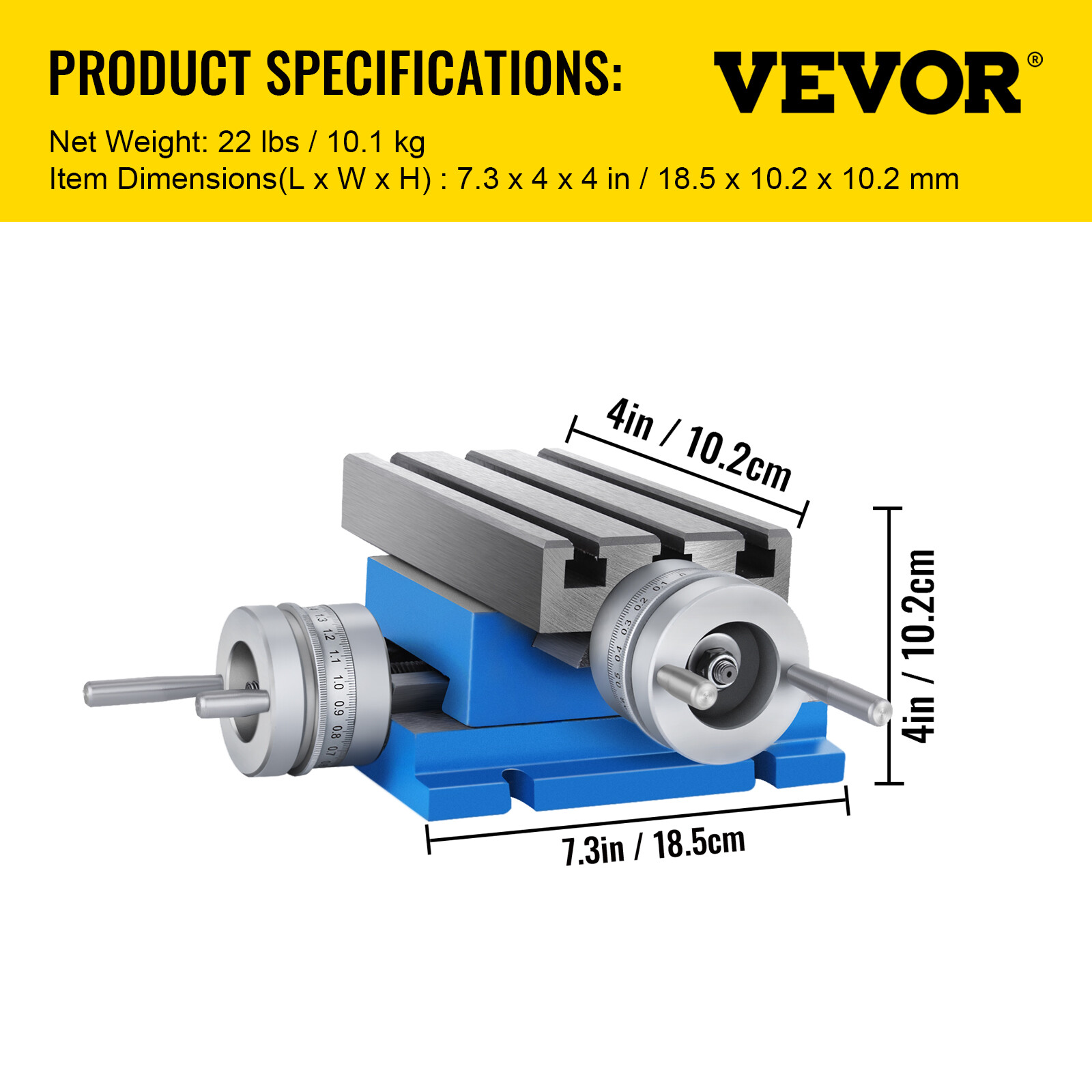 VEVOR 4" X 7.3" Bench Table Milling Machine Worktable Cross Slide Table