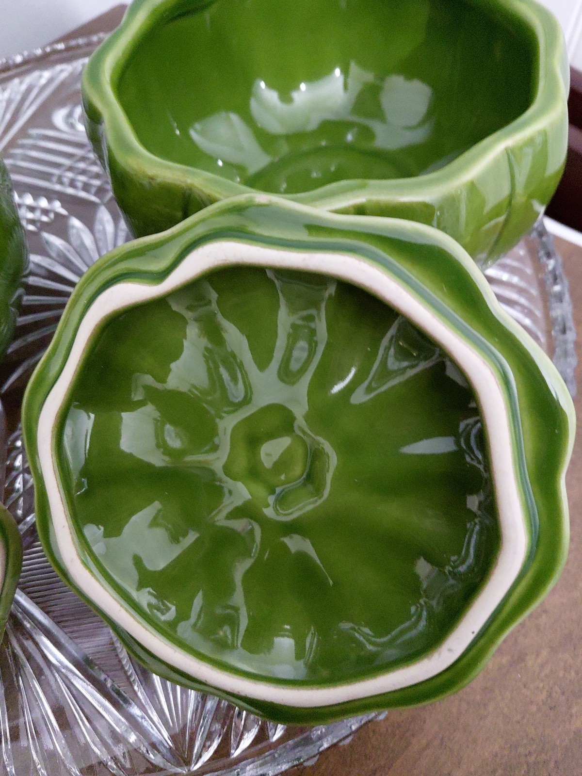 Set of 2 WILLIAMS SONOMA Ceramic Green Pumpkin & Gord W/Lids