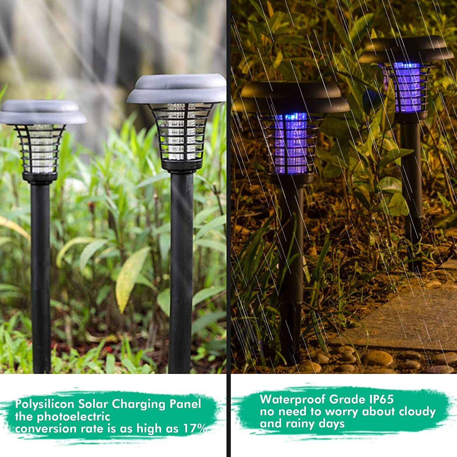 4x Solar Powered Zapper Lamp Light Outdoor Mosquito Fly Bug Insect Killer Trap