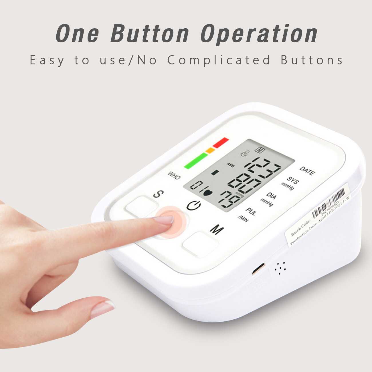 Automatic Upper Arm Blood Pressure Monitor Pulse Meter BP Machine Voice Talking