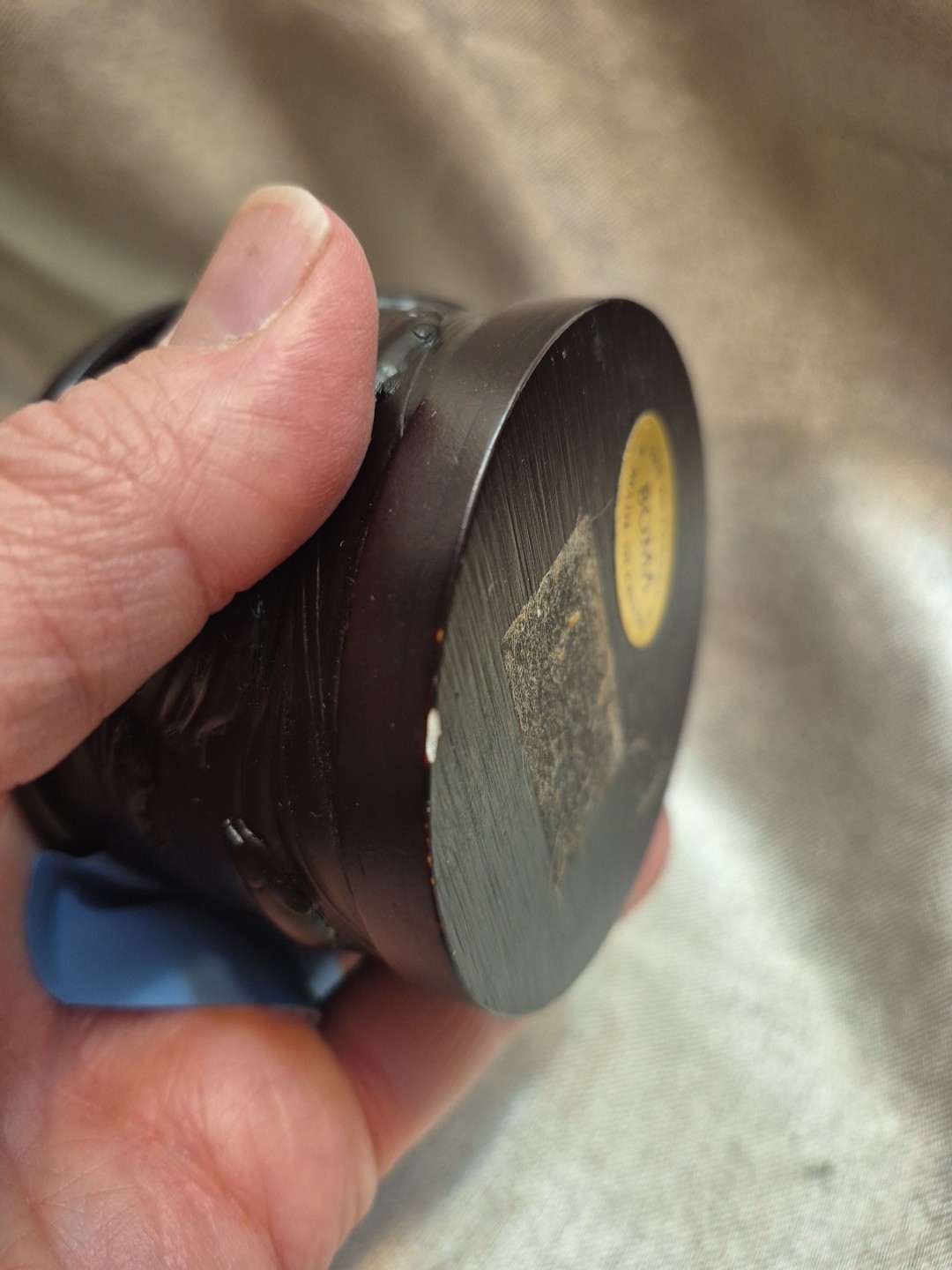 BLACK BOMA Canada Northwest Coast Whales Round Lidded Box CHIPPED