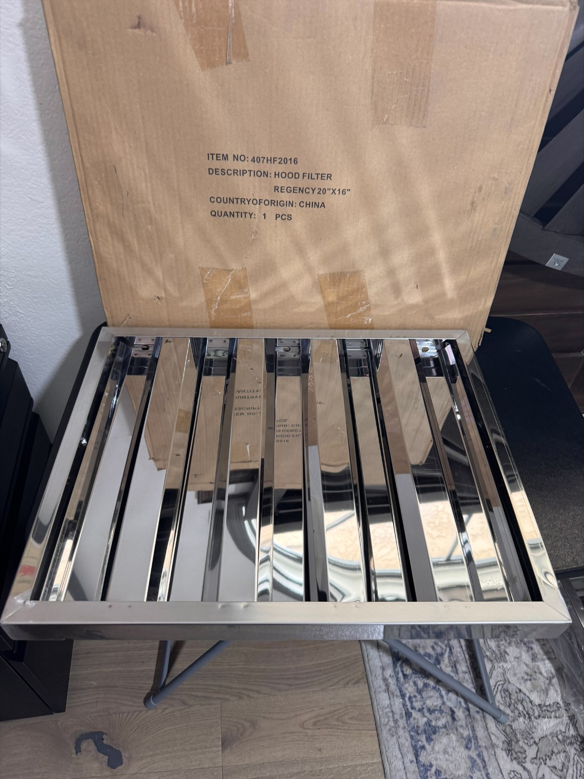 Regency 407HF2016 Commercial Hood Filter 20x16 Stainless Steel Baffle Filter