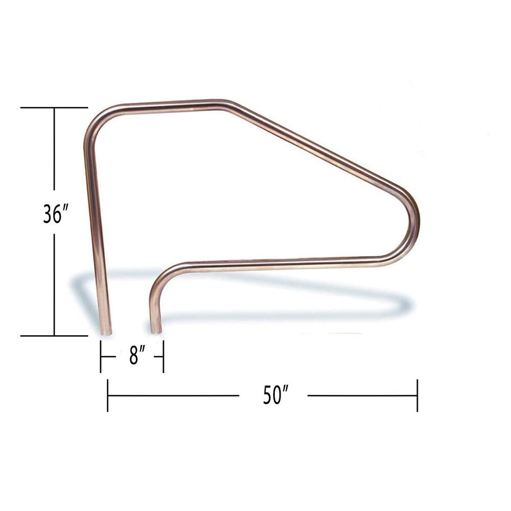 Aqua Select Swimming Pool Stainless Steel Ladder Step Handrail w/ 4' Rail Runner