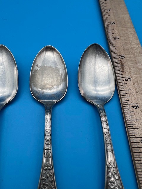 4 Vtg Oneida Community A1X State Spoons Kentucky, Illinois, Missouri, California