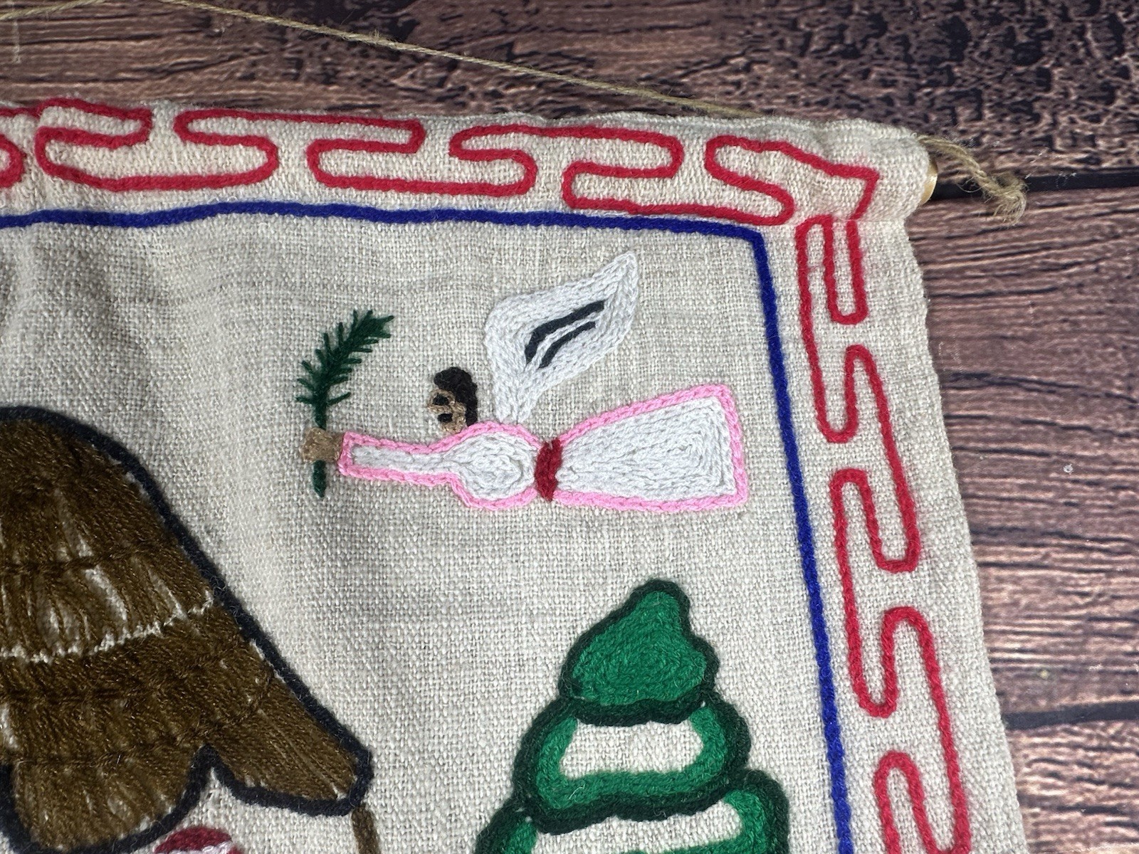 Vintage Peruvian Alpaca Handmade Hanging Tapestry Textile Embroidery Nativity