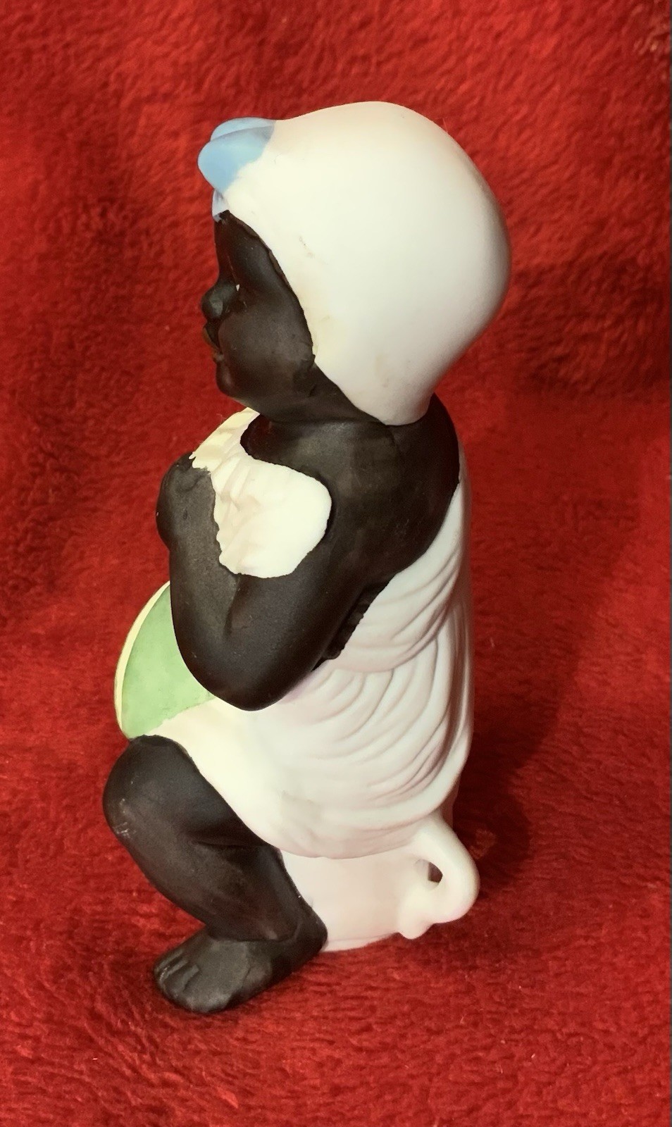 Vintage African American Folk Art Figurine Boy eating a melon