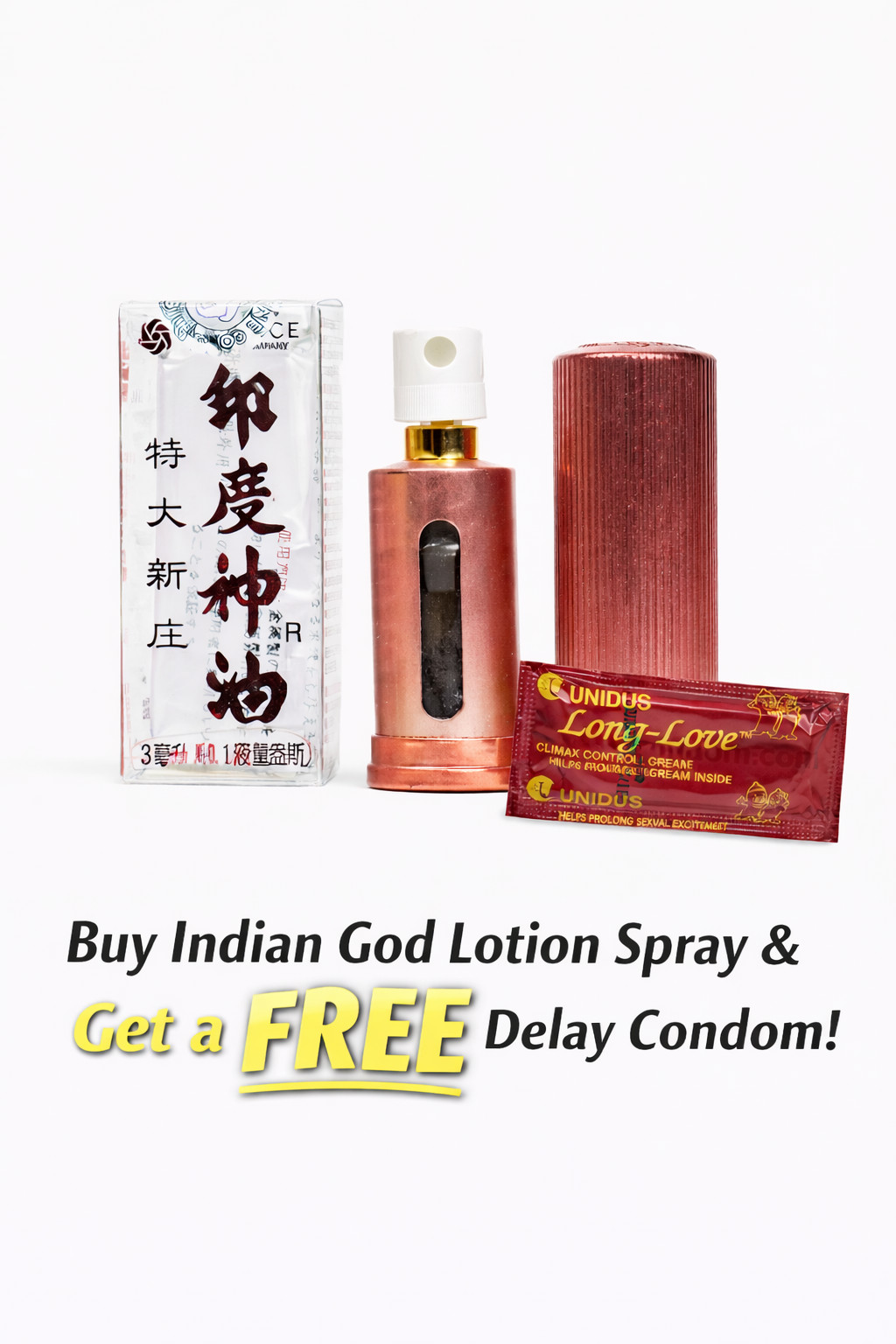 Indian God Lotion For Men, Helps With Better Pleasure - FREE Long Love Condom